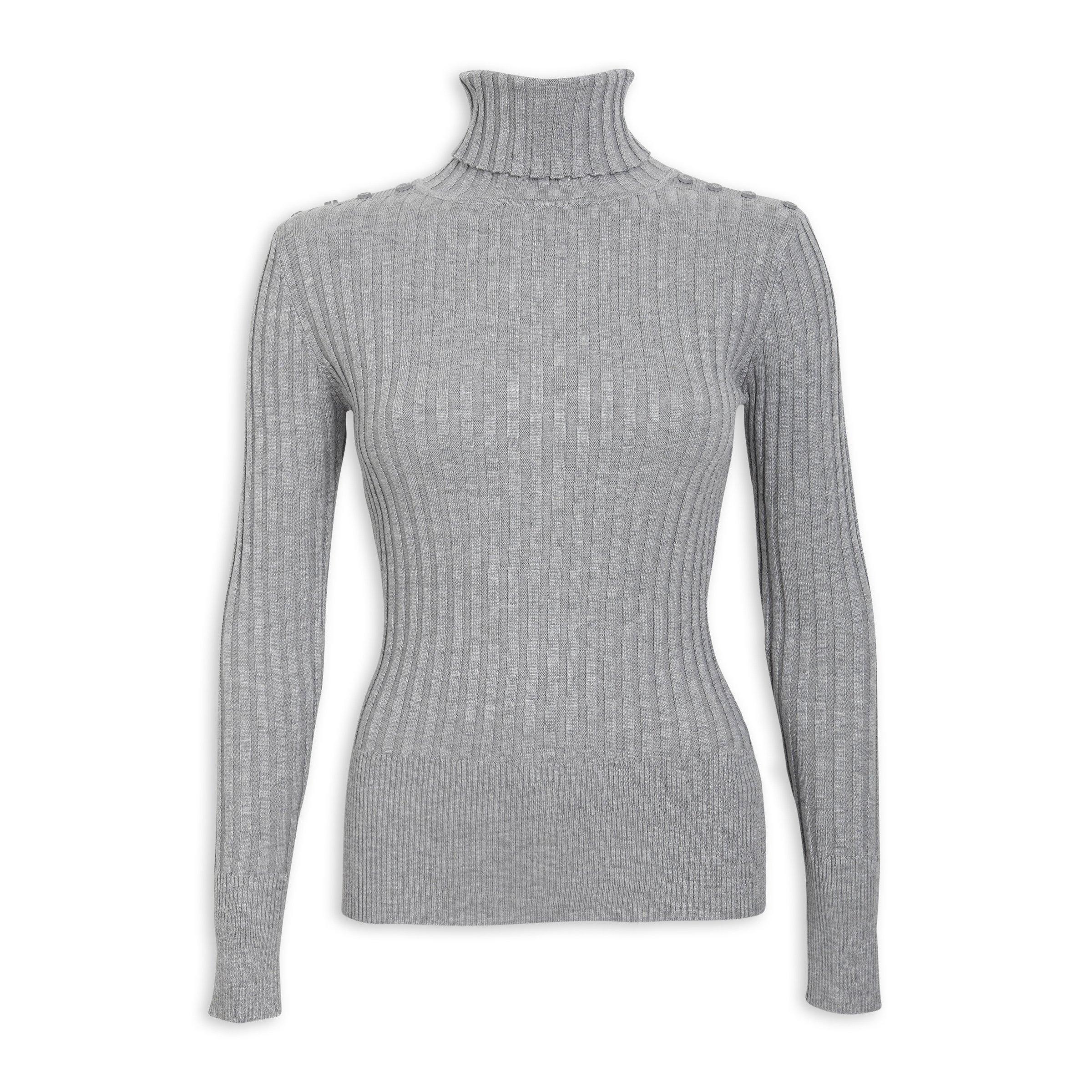 Grey Melange Ribbed Polo Neck (3089013) | OUTBACK RED