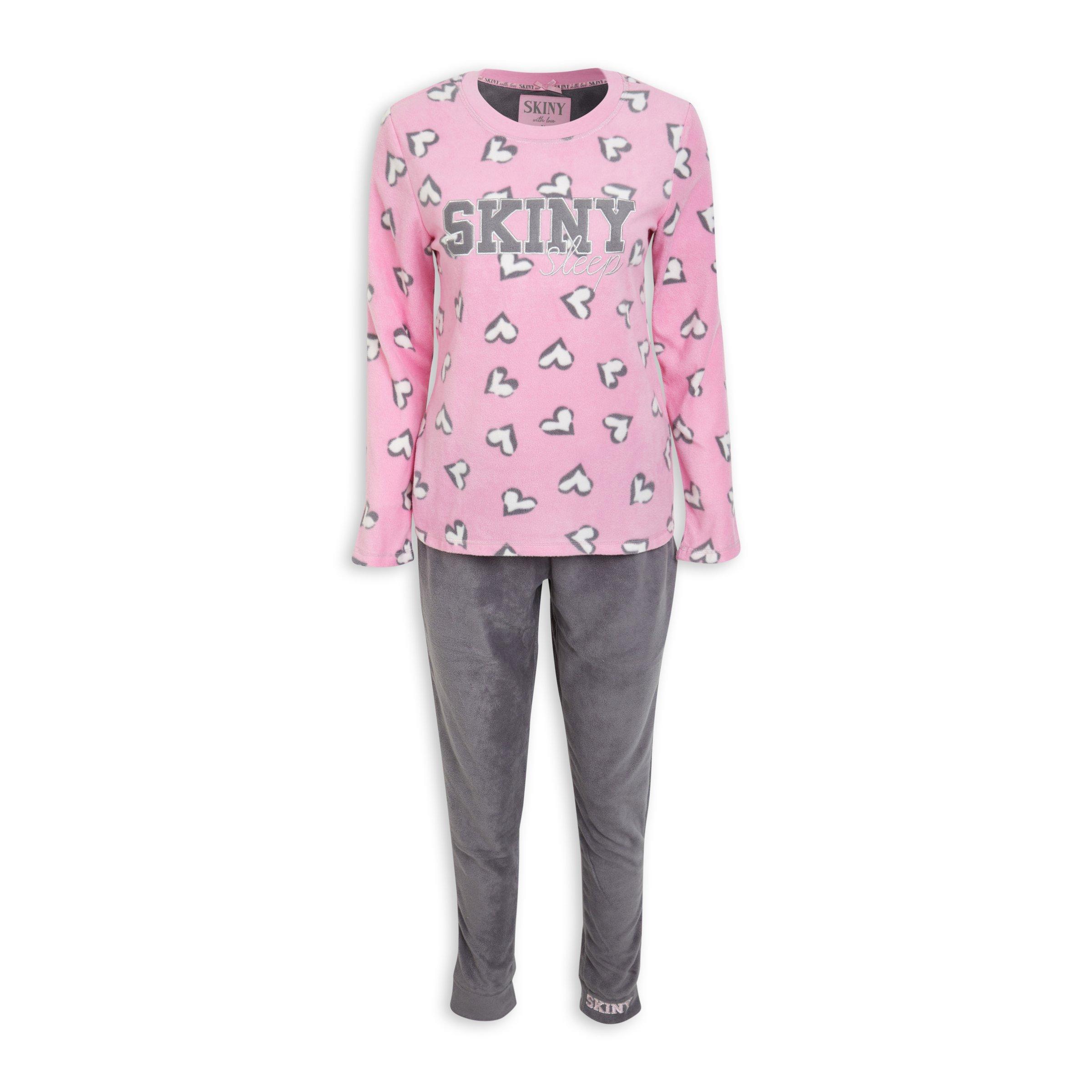 Pink Heart Print Pyjama Set (3089236) | Skiny