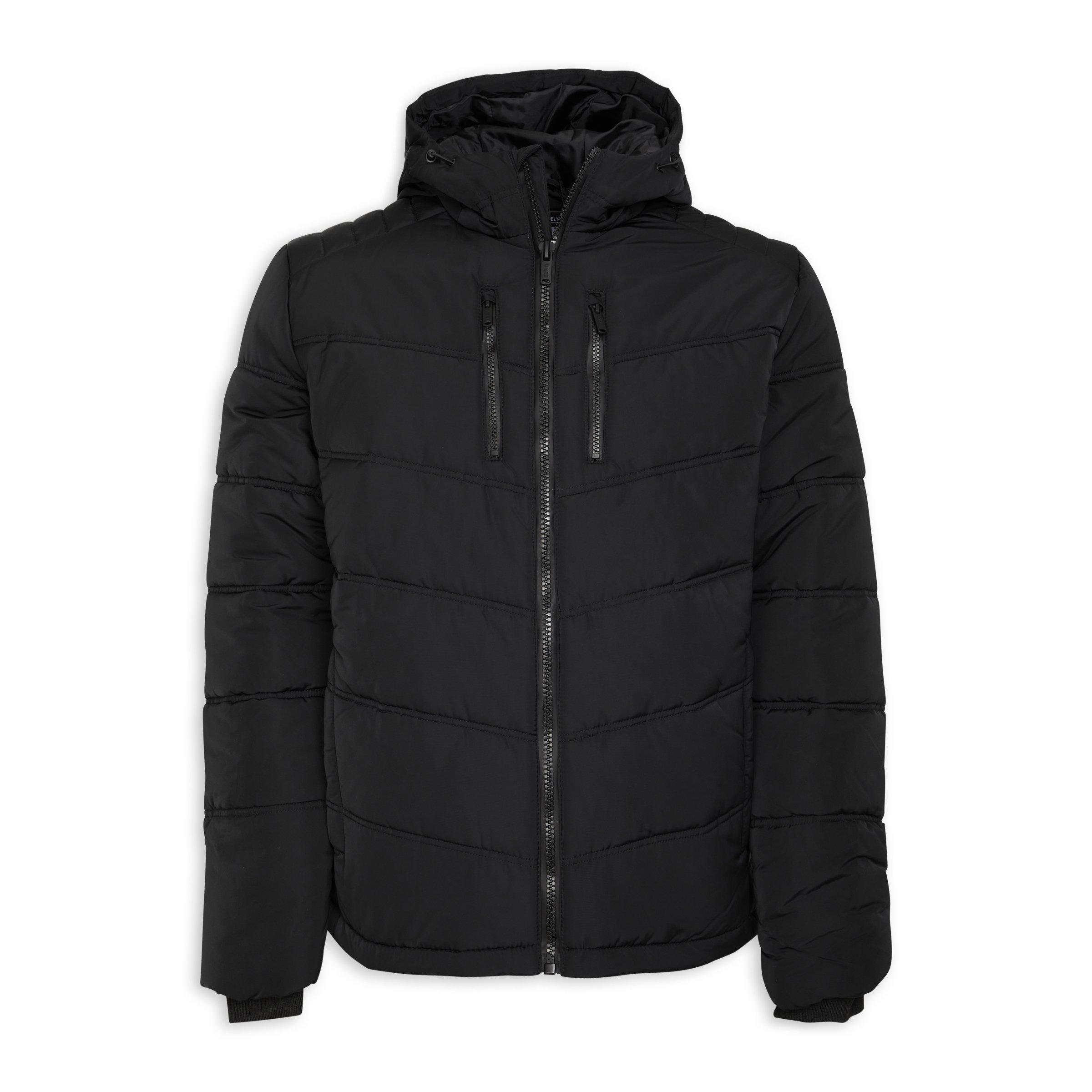 Black Quilted Zip Through Jacket (3089315) | UZZI