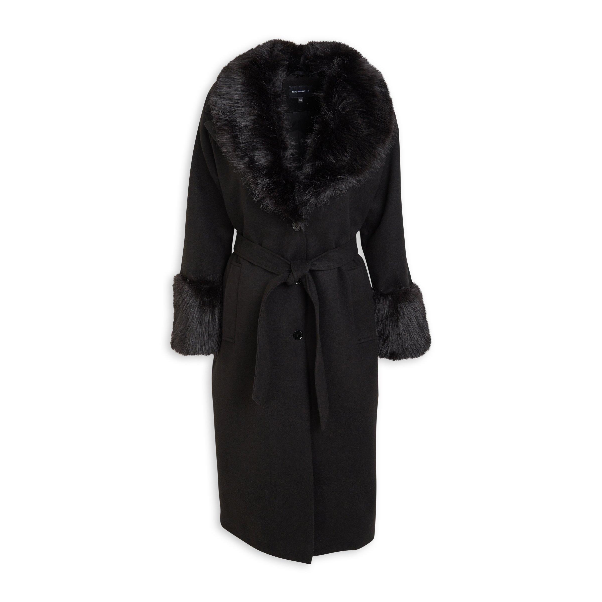 Black Faux Fur Trench Coat (3089479) | Truworths