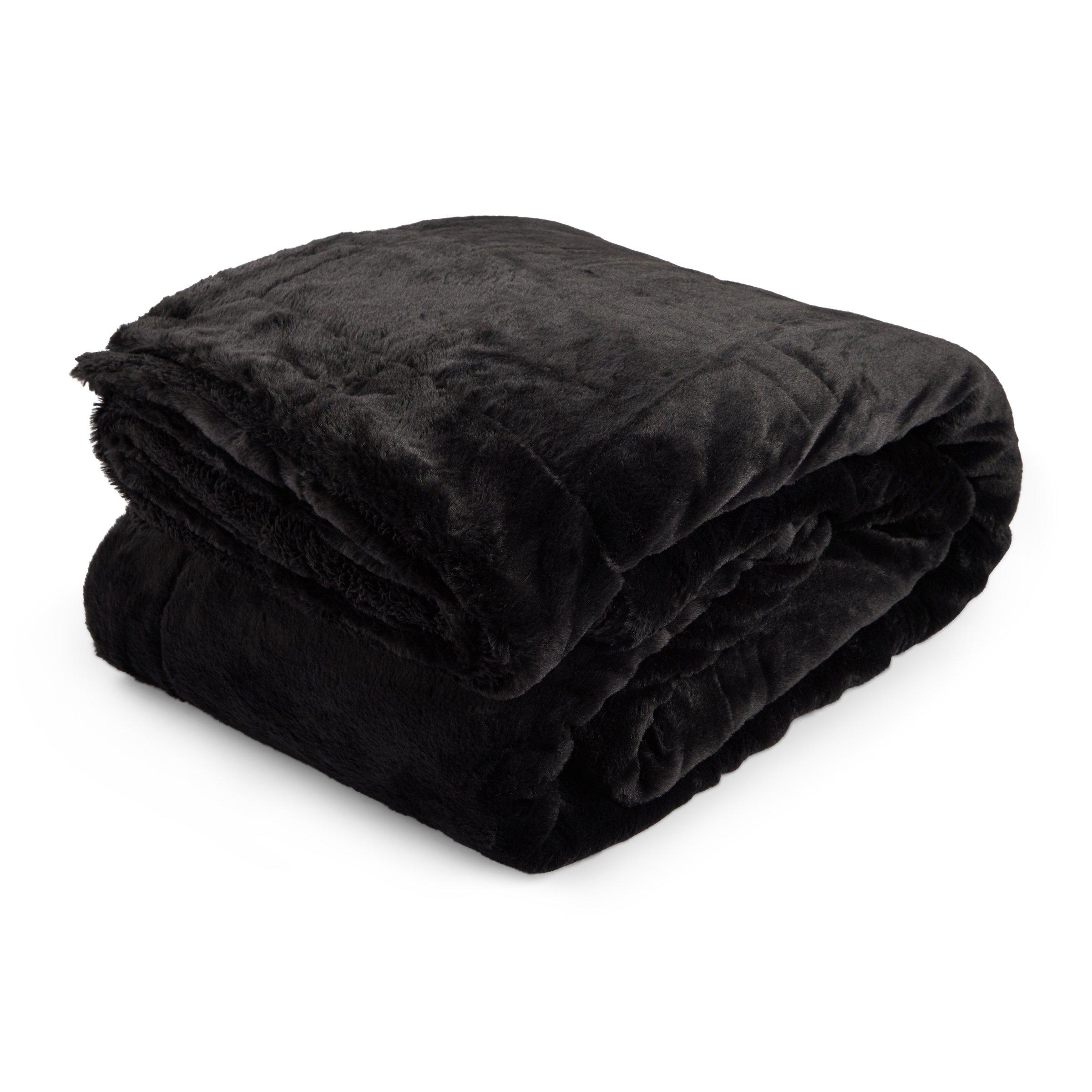 Black Rabbit Faux Fur Blanket (3089613) | Loads of Living