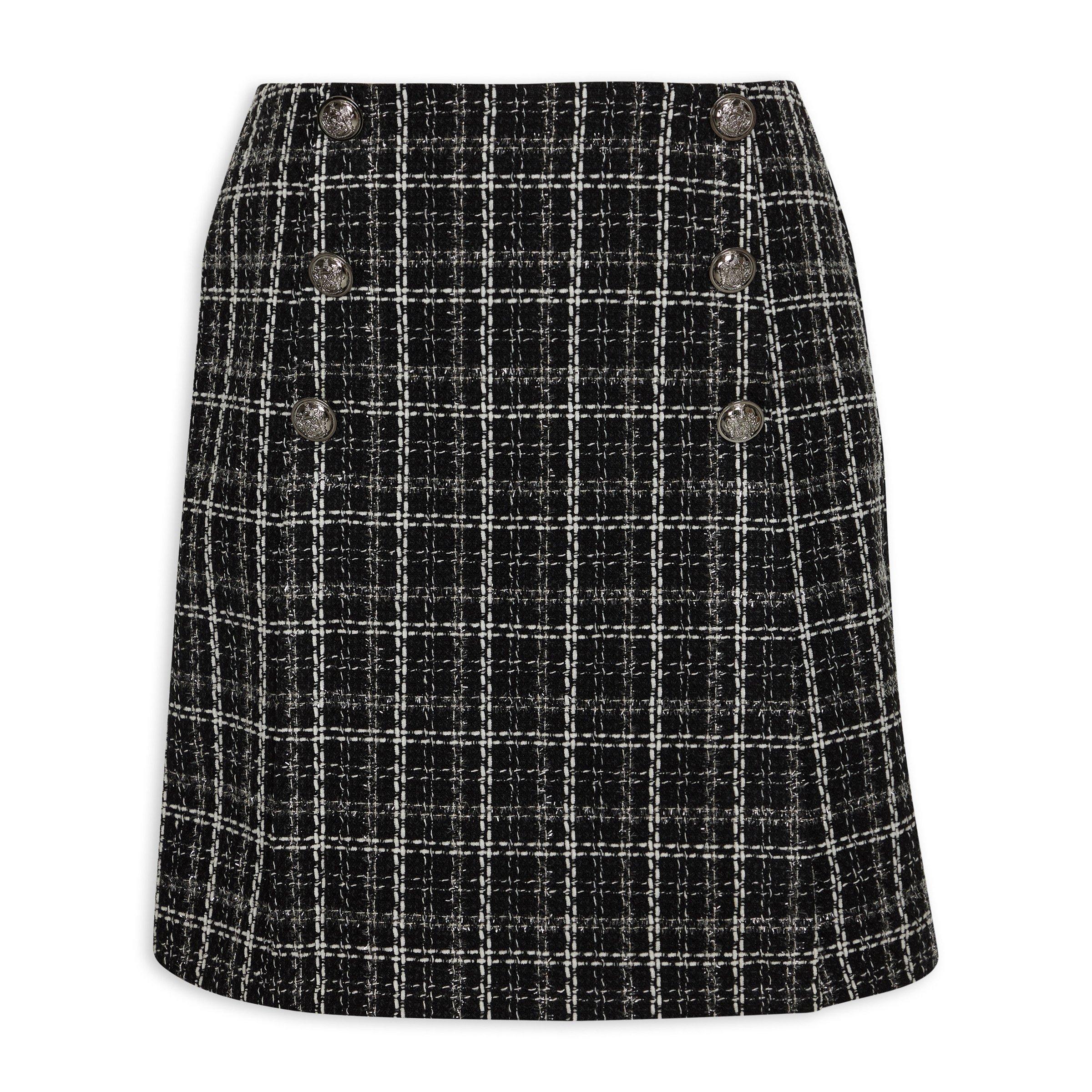Black Check Button Detail Skirt (3090357) | Truworths