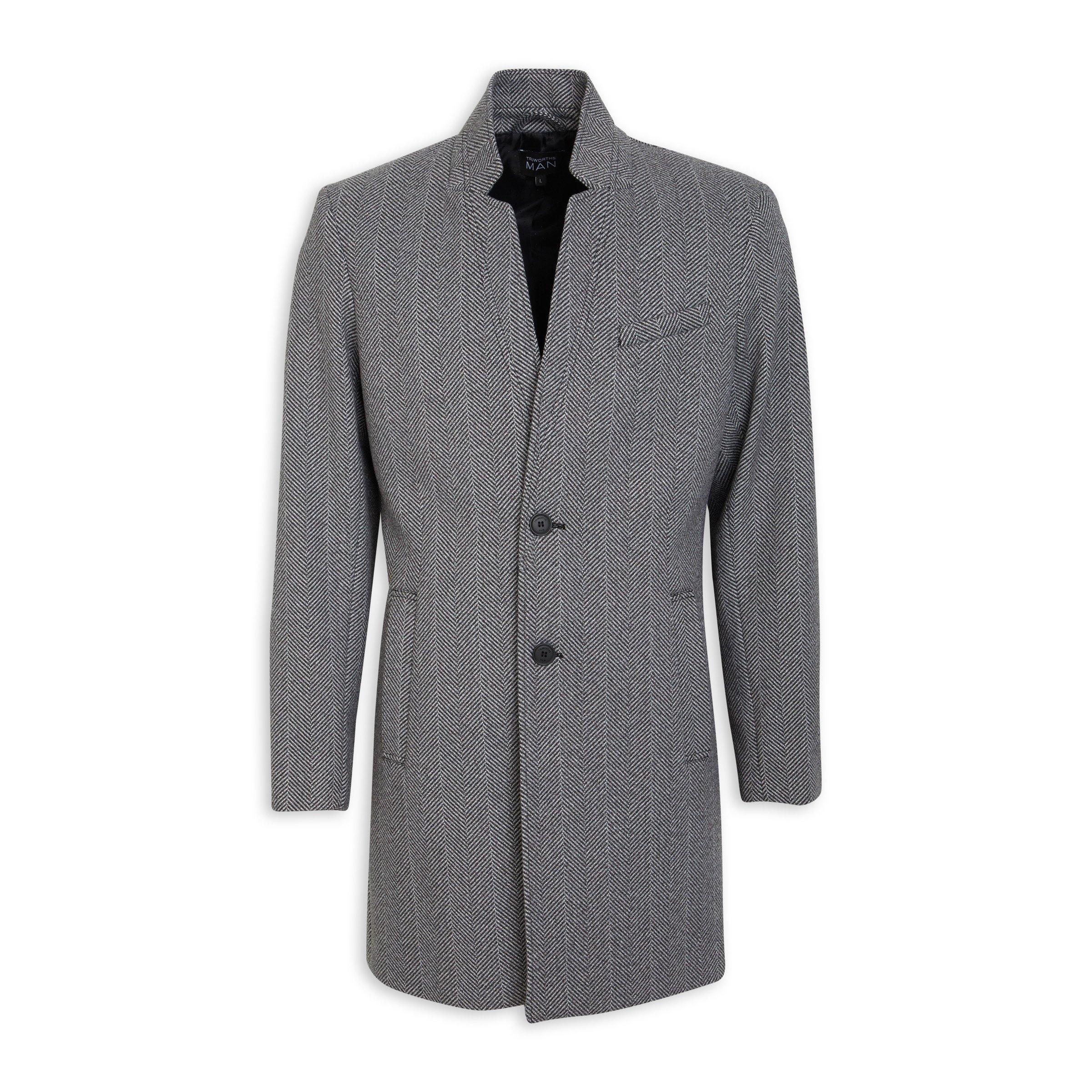 Grey Notch Neck Coat (3090947) | Truworths Man