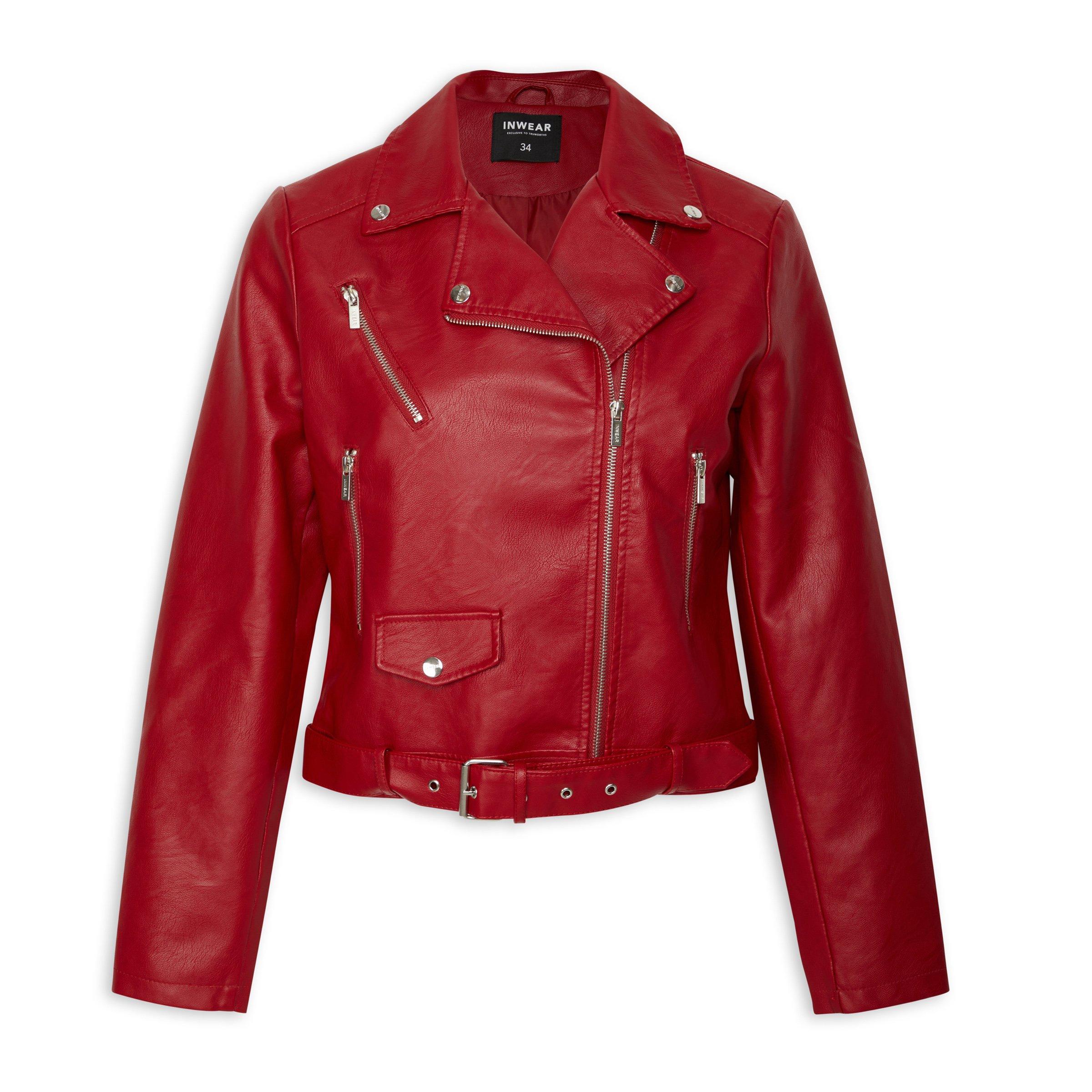 Red Belted Biker Jacket (3091021) | Inwear