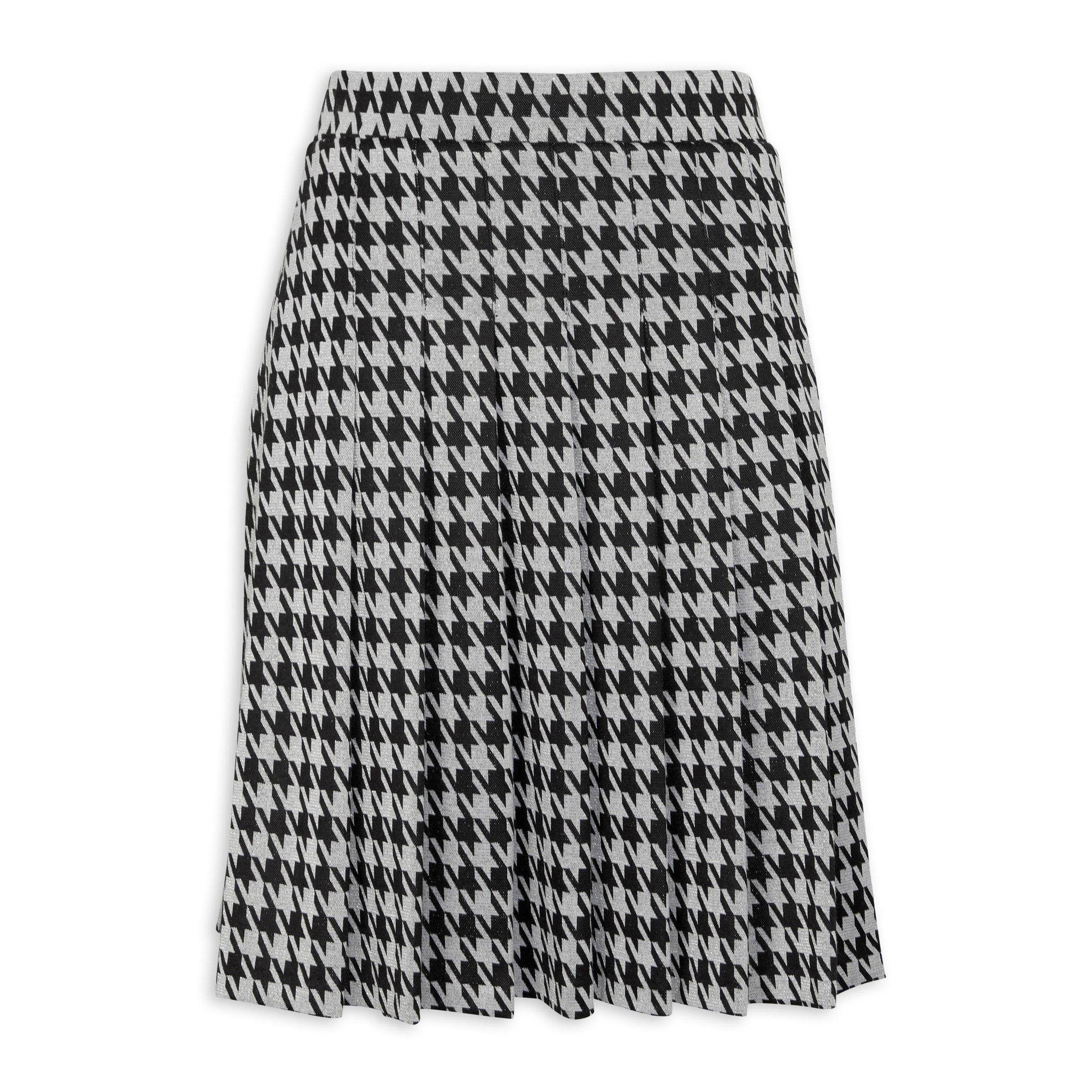 Black Houndstooth Print Pleated Skirt (3091680) | Truworths