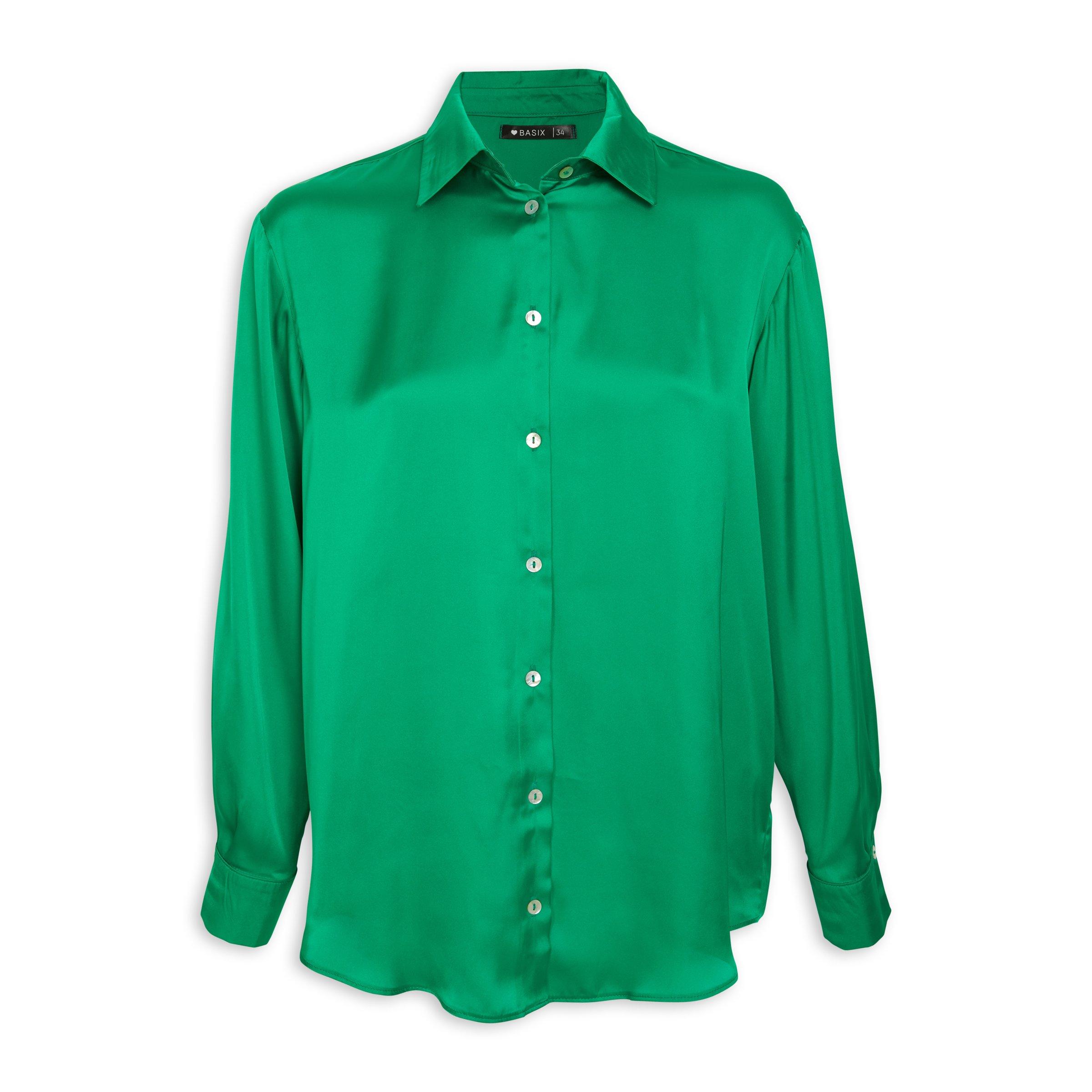 Green Satin Shirt (3091752) | Basix
