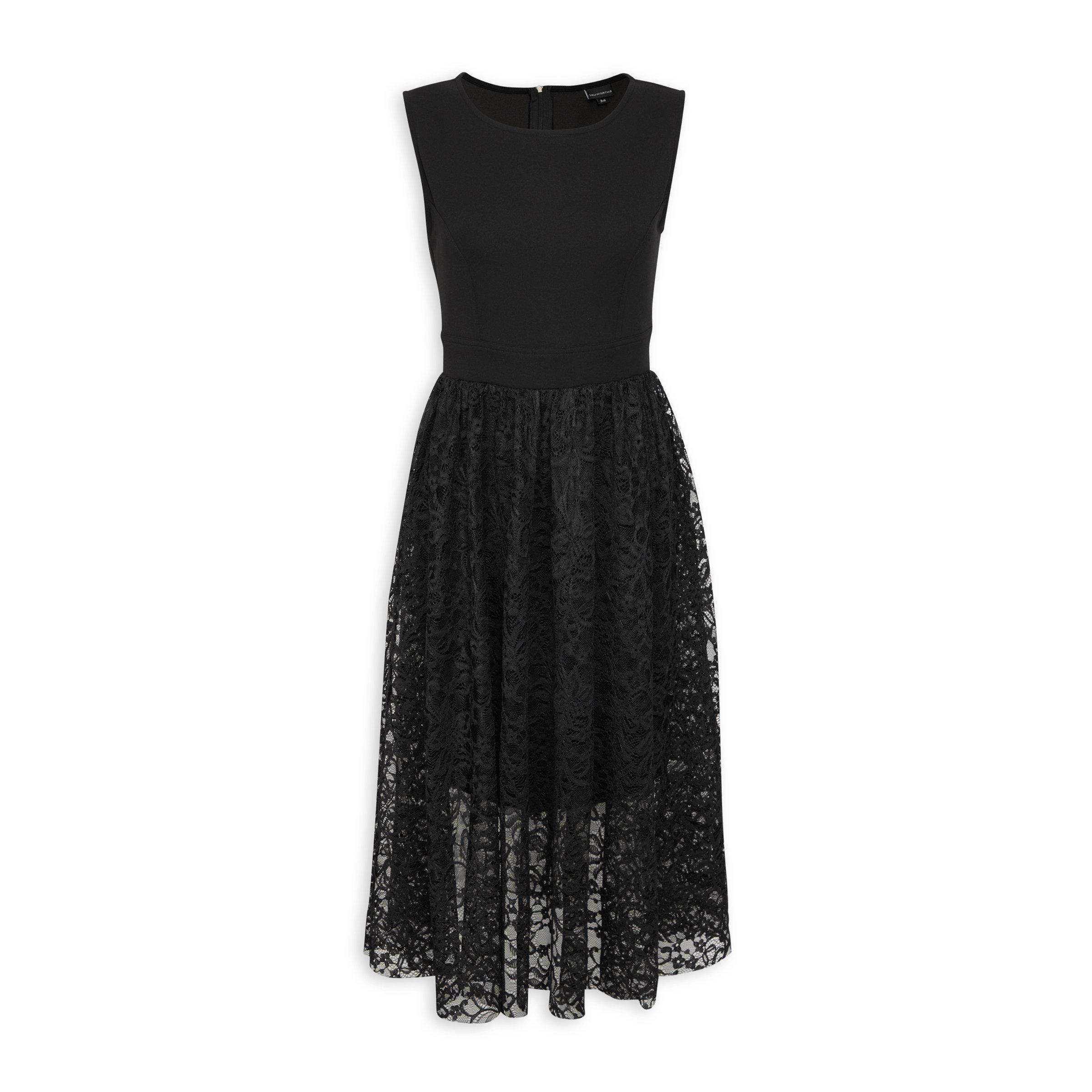 Black Lace Detail Dress (3092617) | Truworths