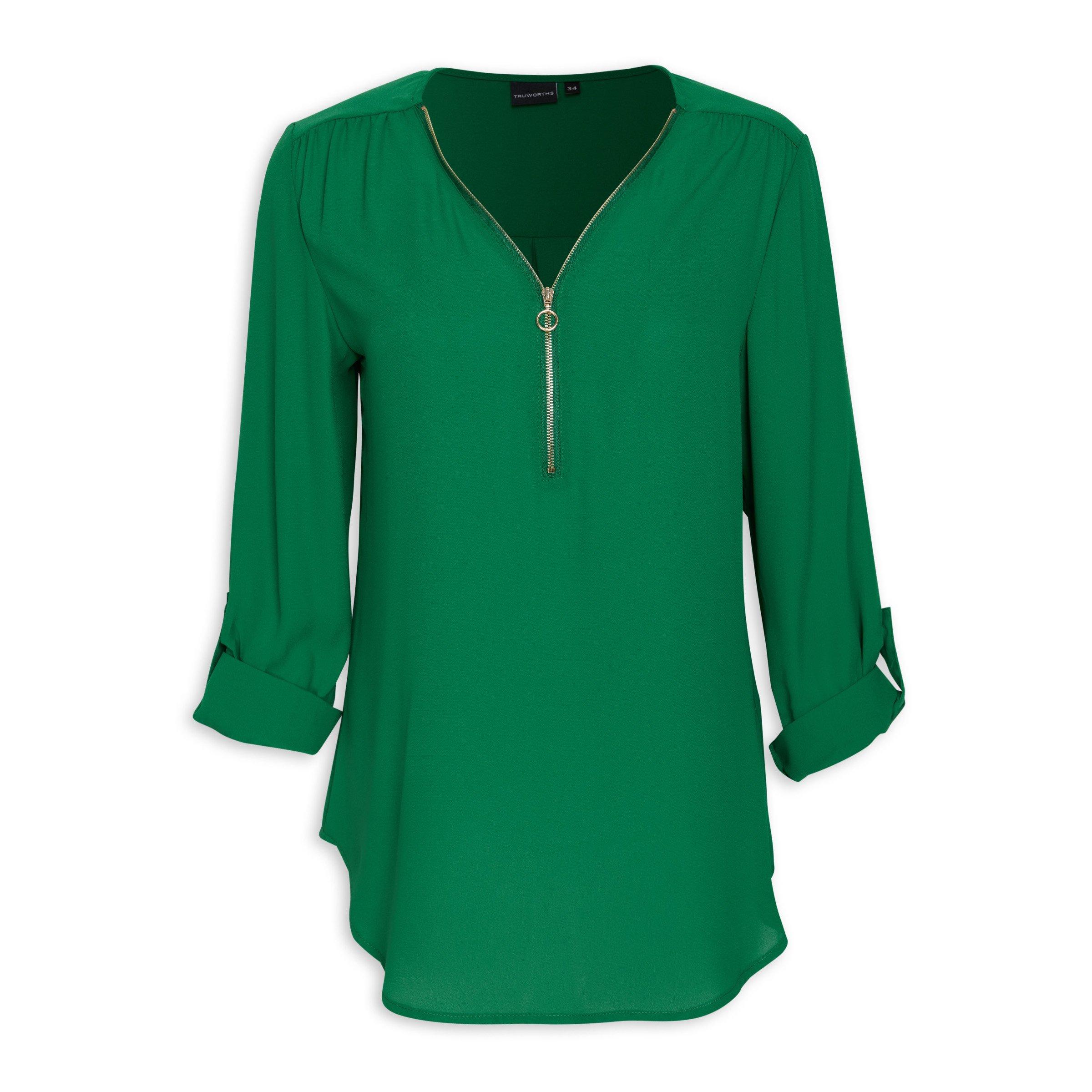 Green Zip Blouse (3092878) Basix