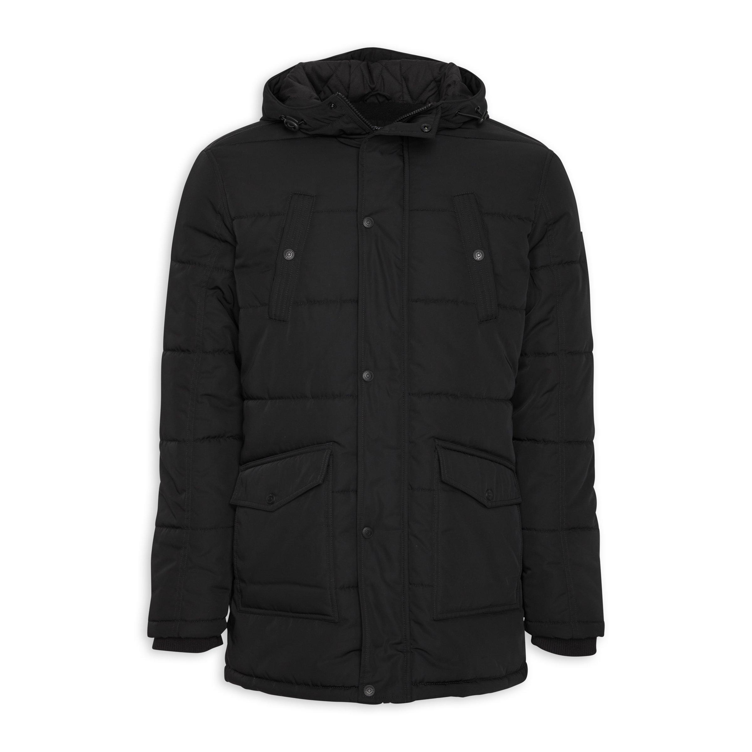 Black Puffer Parka Jacket (3095680) | Identity