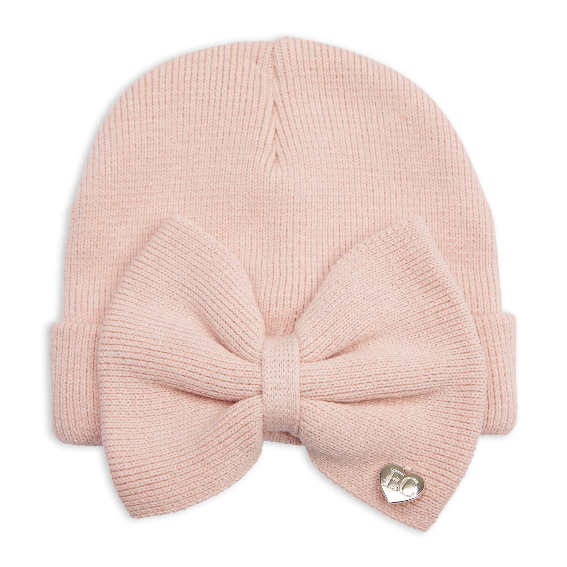 Blue & Pink Knitted Bow Beanie main image 1