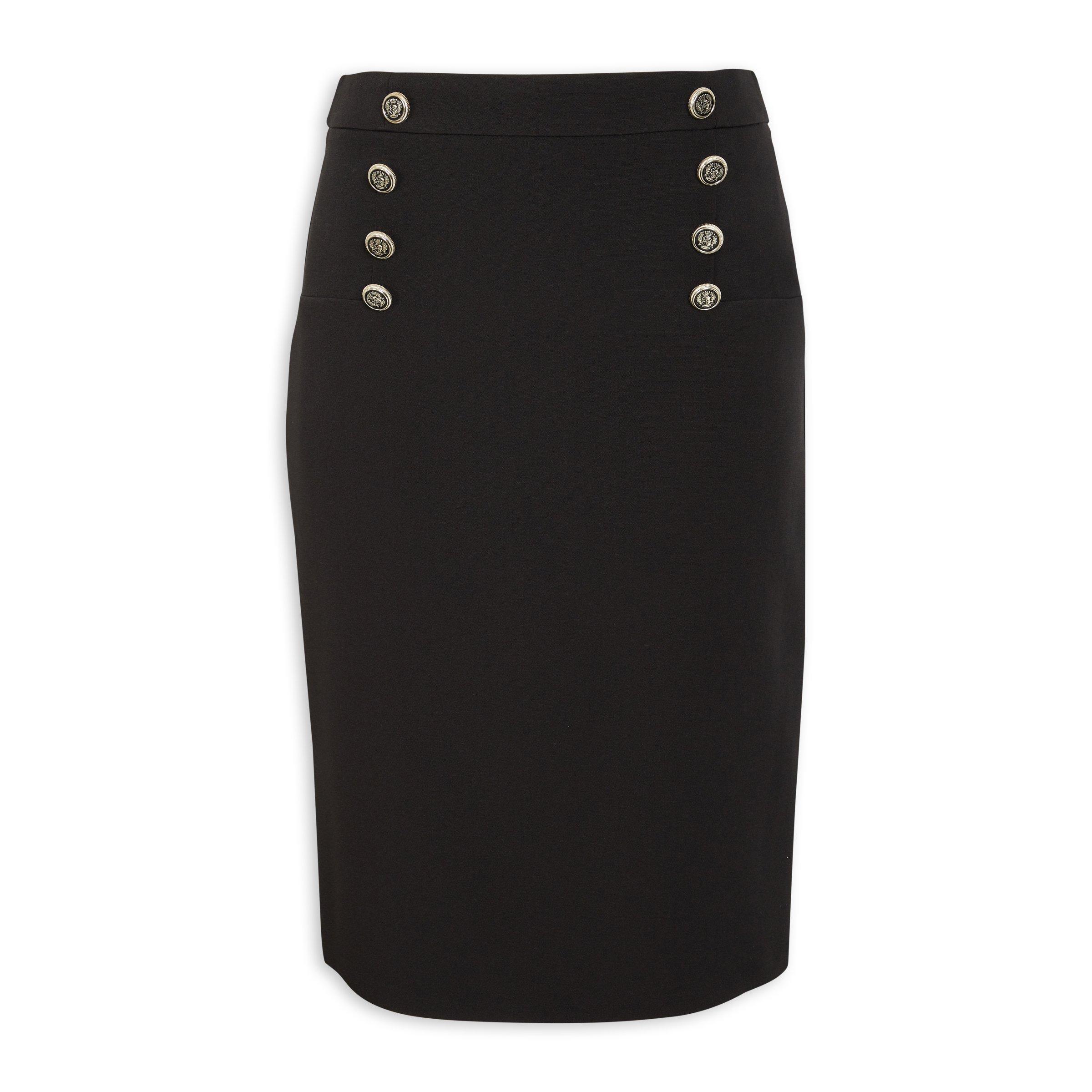 Black Button Detail Pencil Skirt (3097300) | Truworths