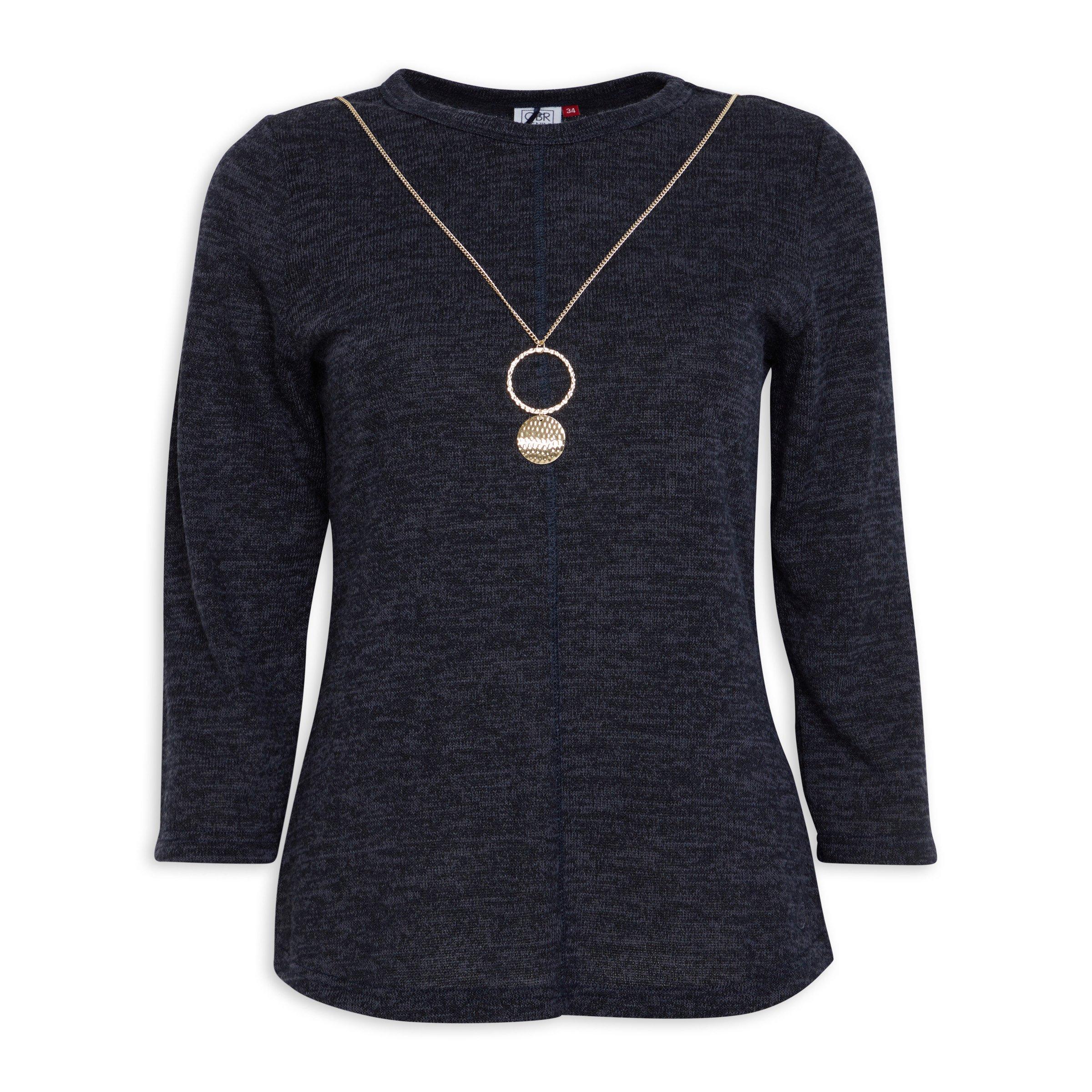 Navy Zip Detail Top With Necklace (3097430) | OUTBACK RED