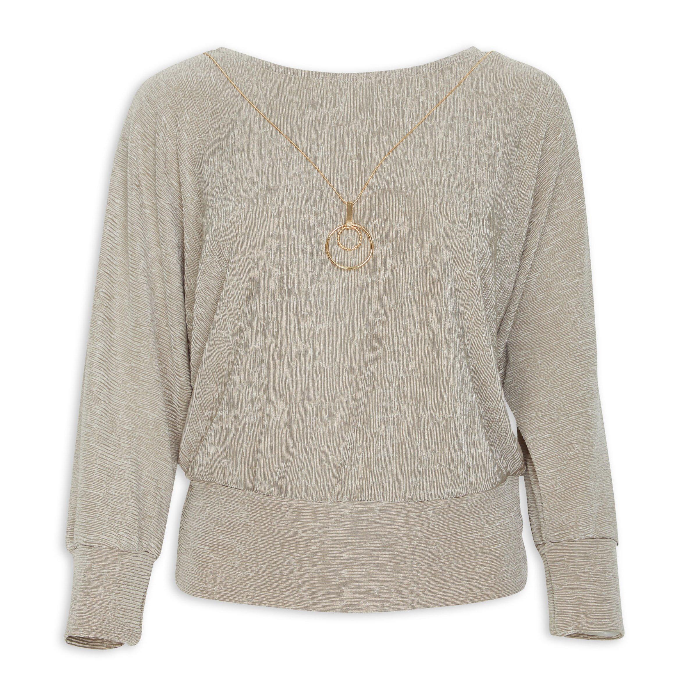 Champagne Dolman Top With Necklace (3098091) | Truworths
