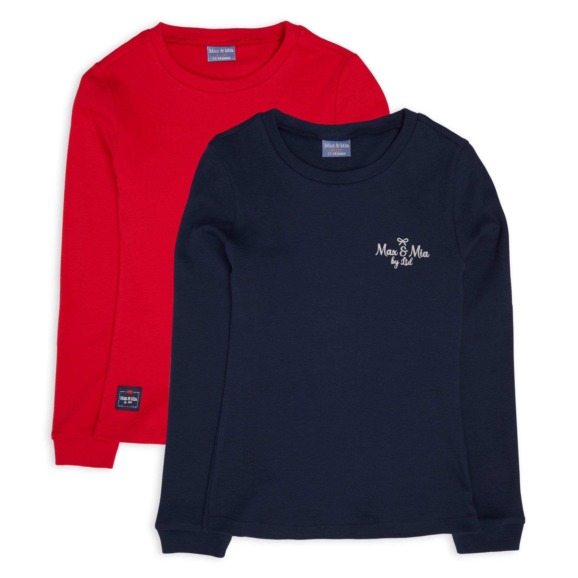 2-pack Girls Fitted Long Sleeve Tops (3098851) | Max & Mia