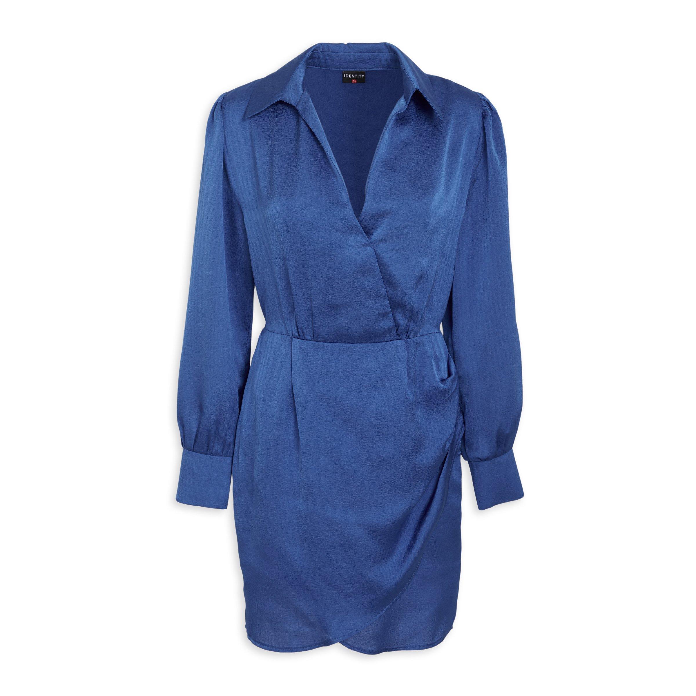 Blue Satin Shirt Dress (3099168) | Identity