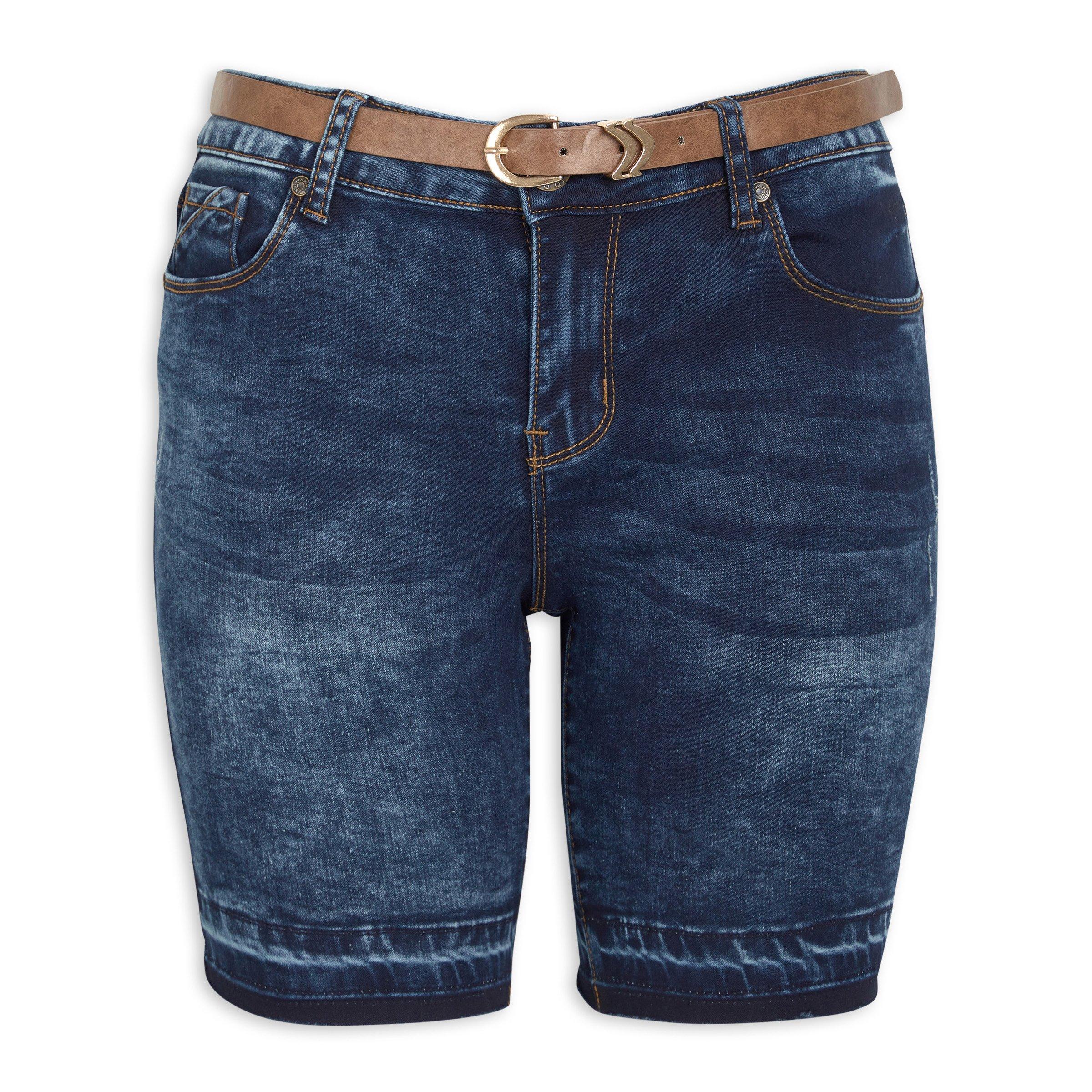 Indigo Denim Belted Shorts (3103517) | Identity