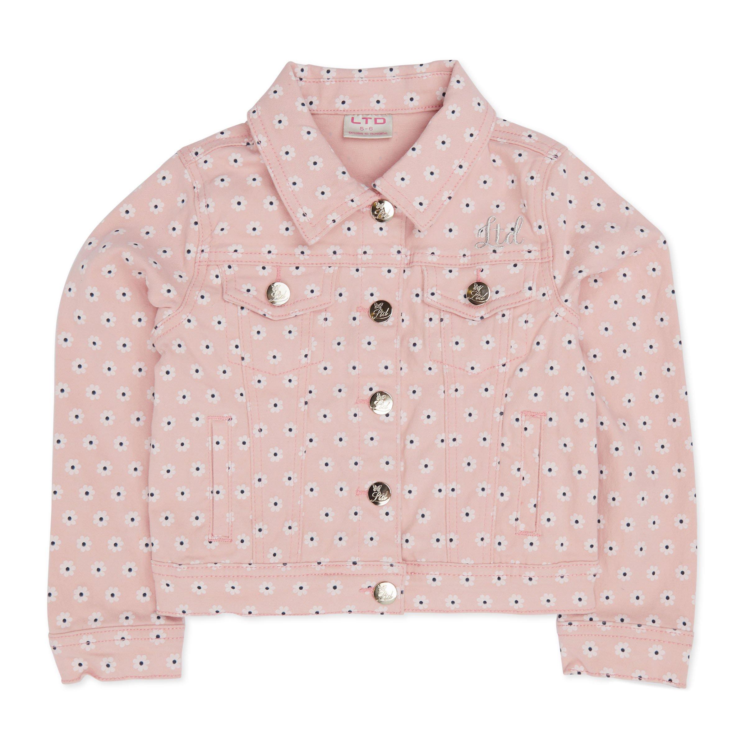 Kid Girl Pink Daisy Print Denim Jacket (3105440) | LTD Kids