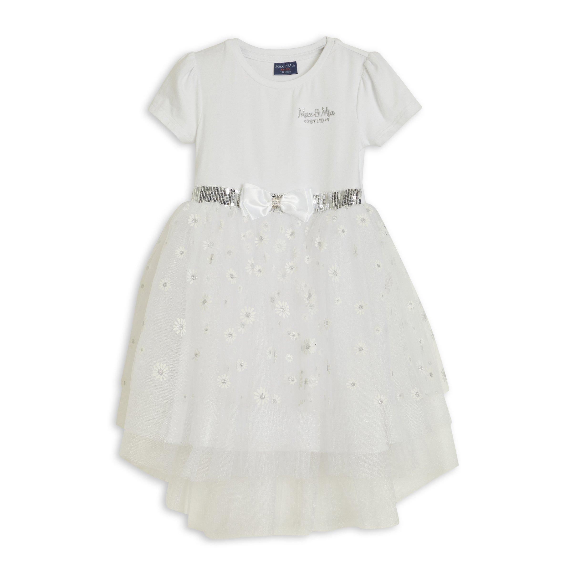 Kid Girl White Mesh Party Dress (3105722) | Max & Mia