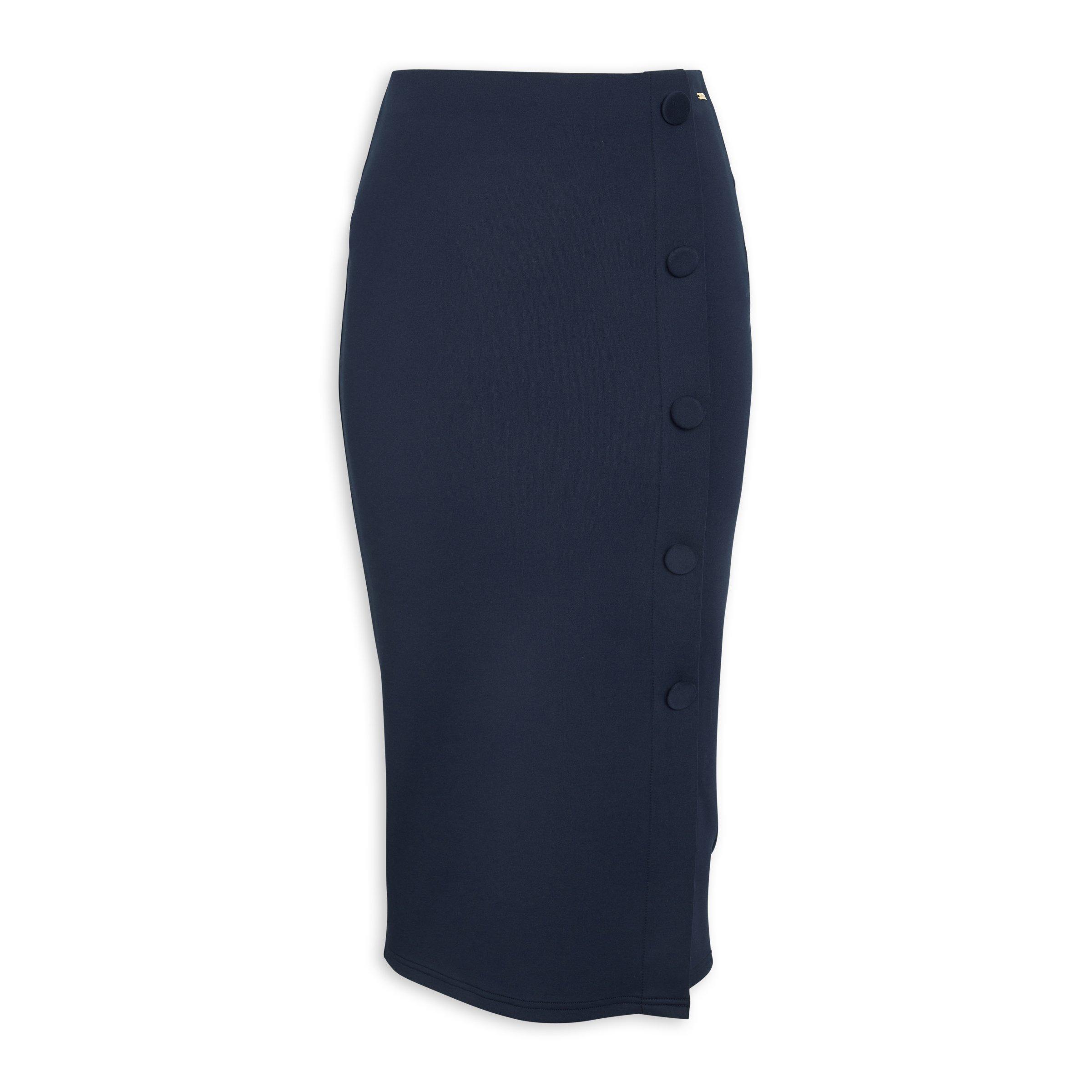 Navy Button Detail Bodycon Skirt (3107886) | Finnigans