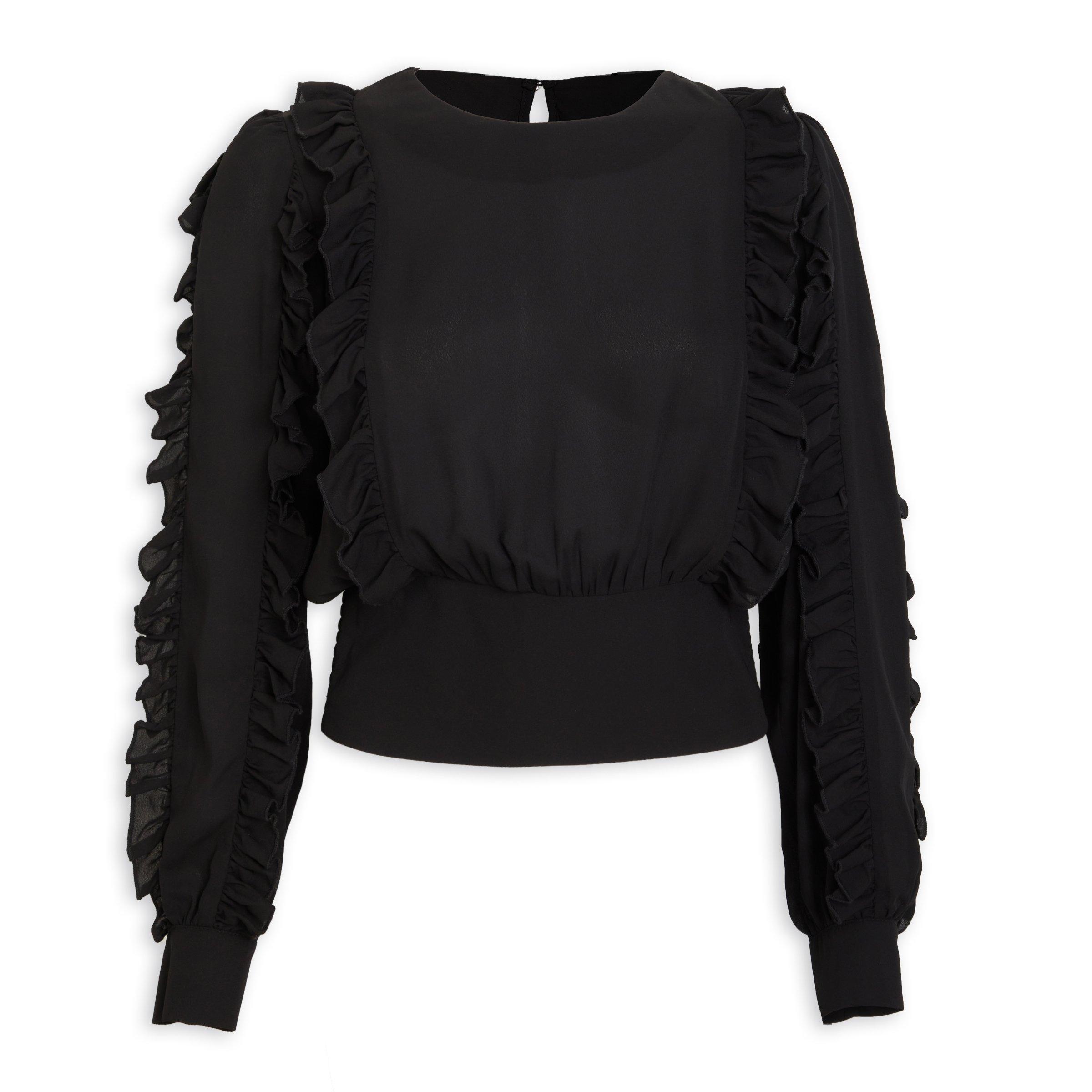 Black Ruffle Frill Top (3108027) | Identity