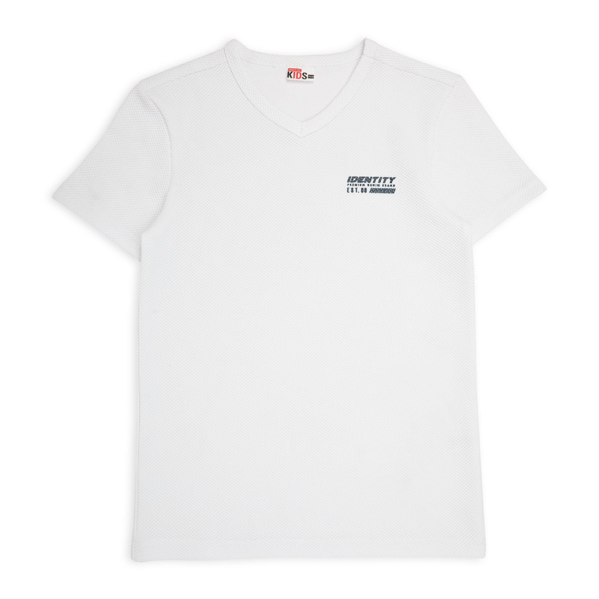 Boys White V-neck T-shirt (3108073) | Identity