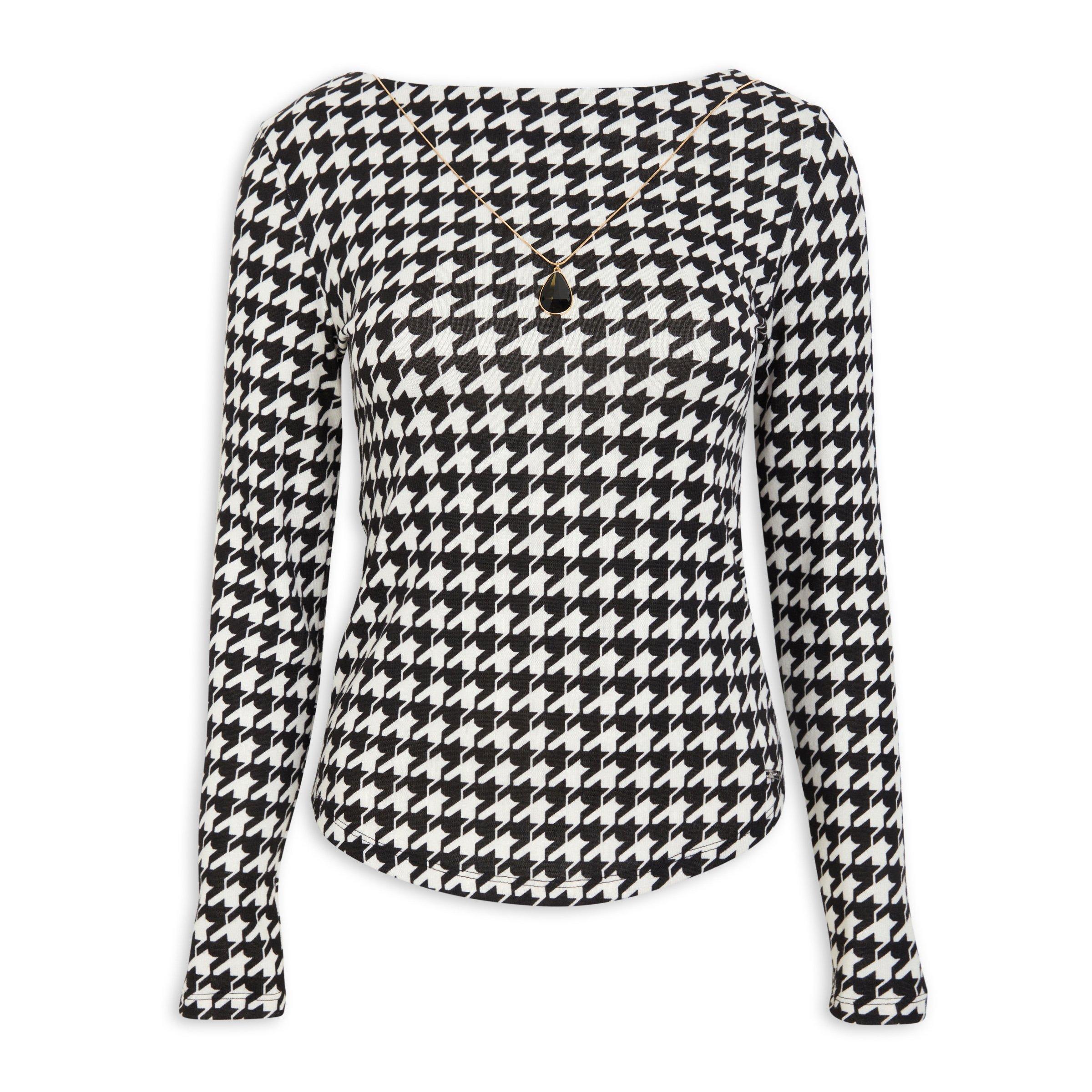 Houndstooth Top With Necklace (3108088) | Finnigans