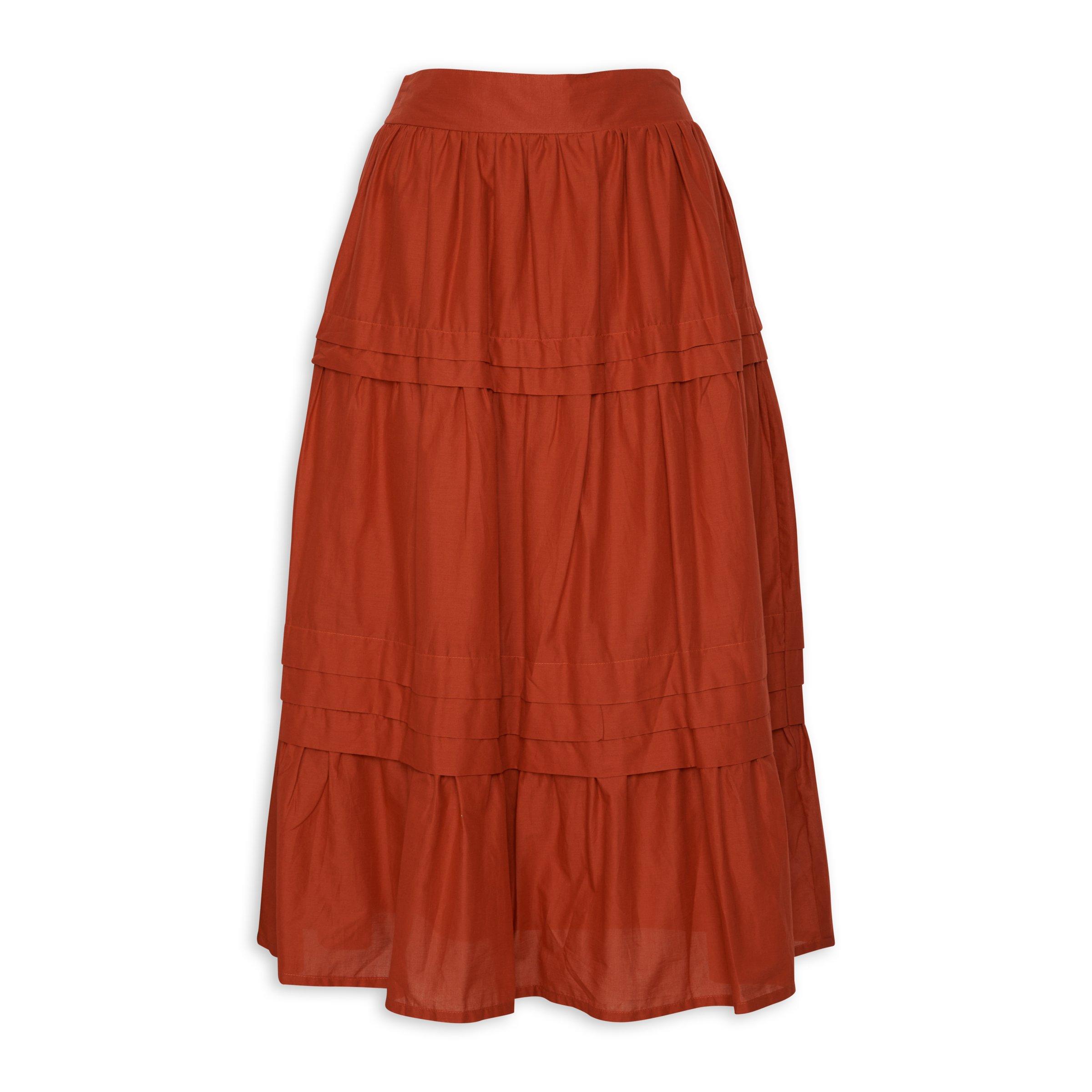 Burnt Orange Tiered Skirt (3108127) | Daniel Hechter
