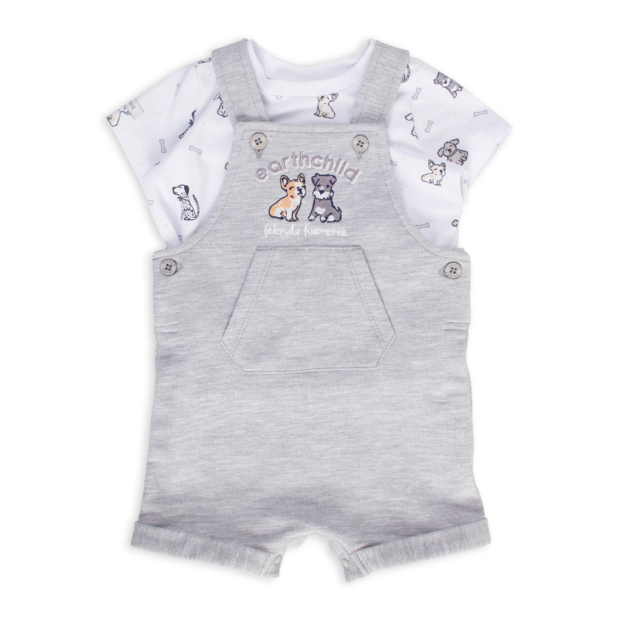 Unisex Baby Grey T-shirt & Dungaree Set (3108422) | Earthchild