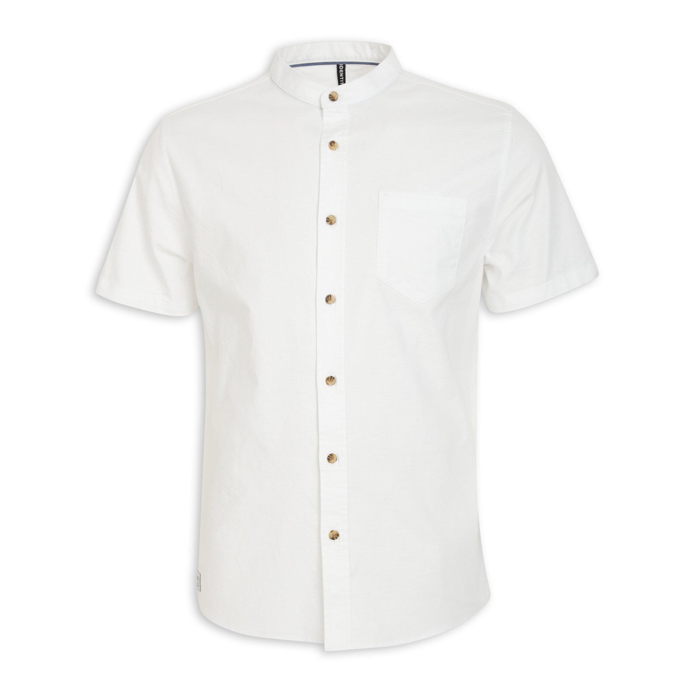 White Short Sleeve Mandarin Shirt (3108531) | Identity