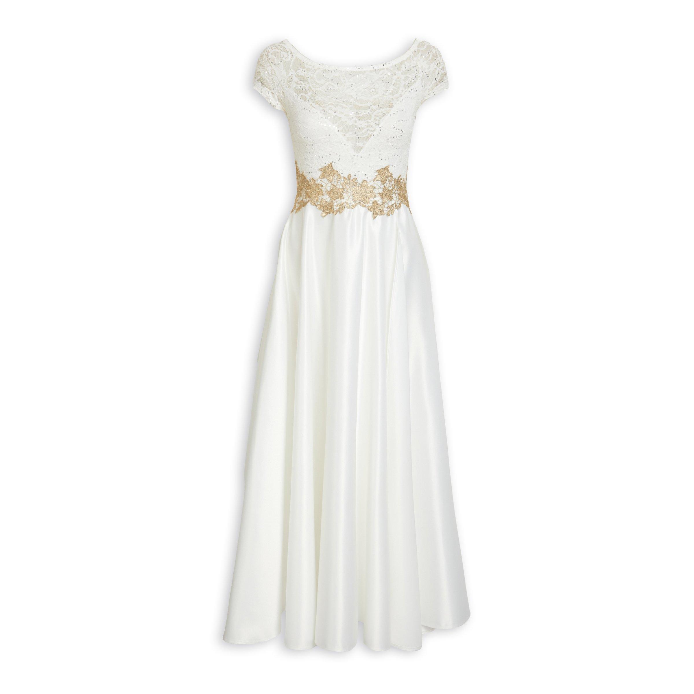 Off White Fit & Flare Evening Dress (3109046) | Emily Moon