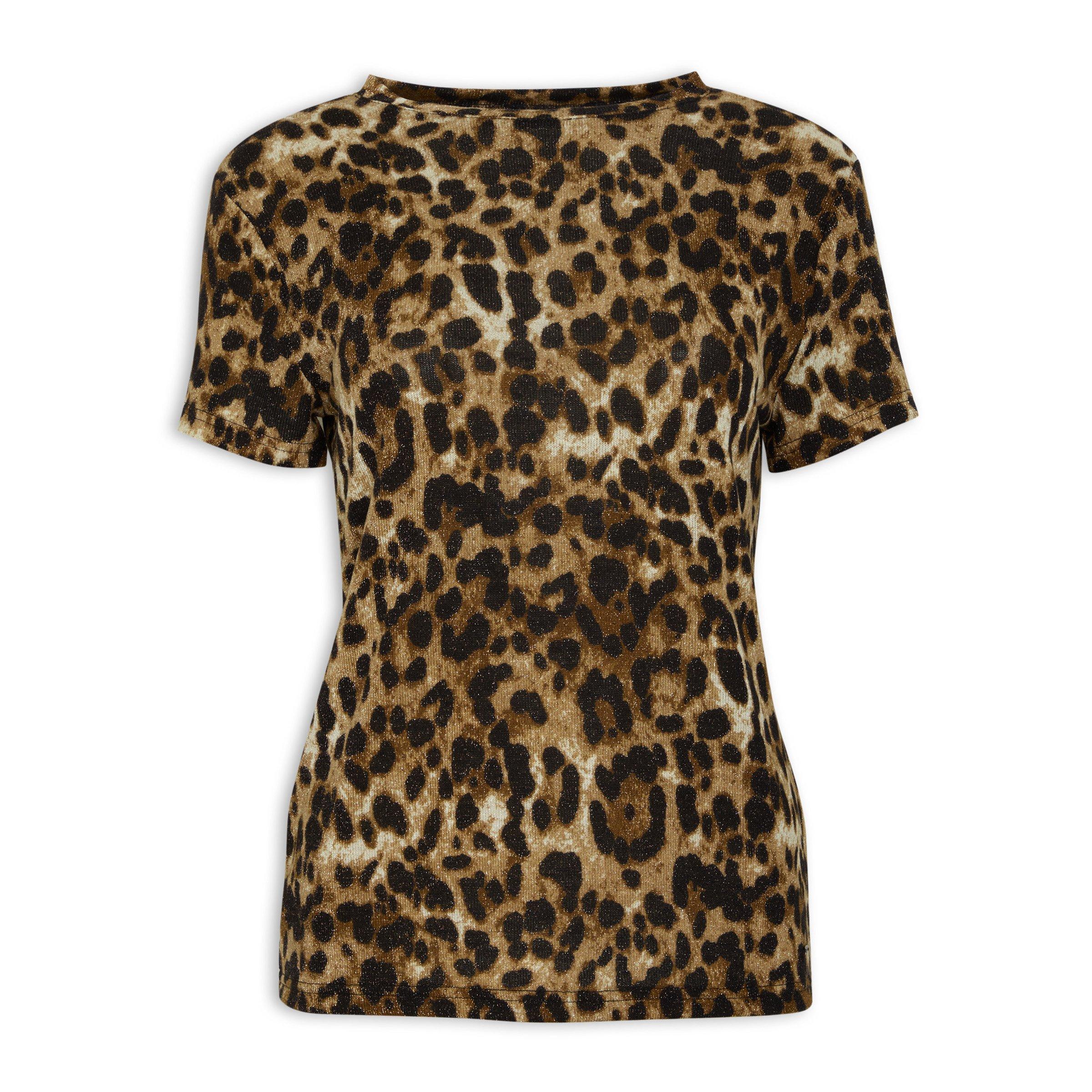 Animal Print Lurex Relaxed Fit Top (3110343) | OUTBACK RED
