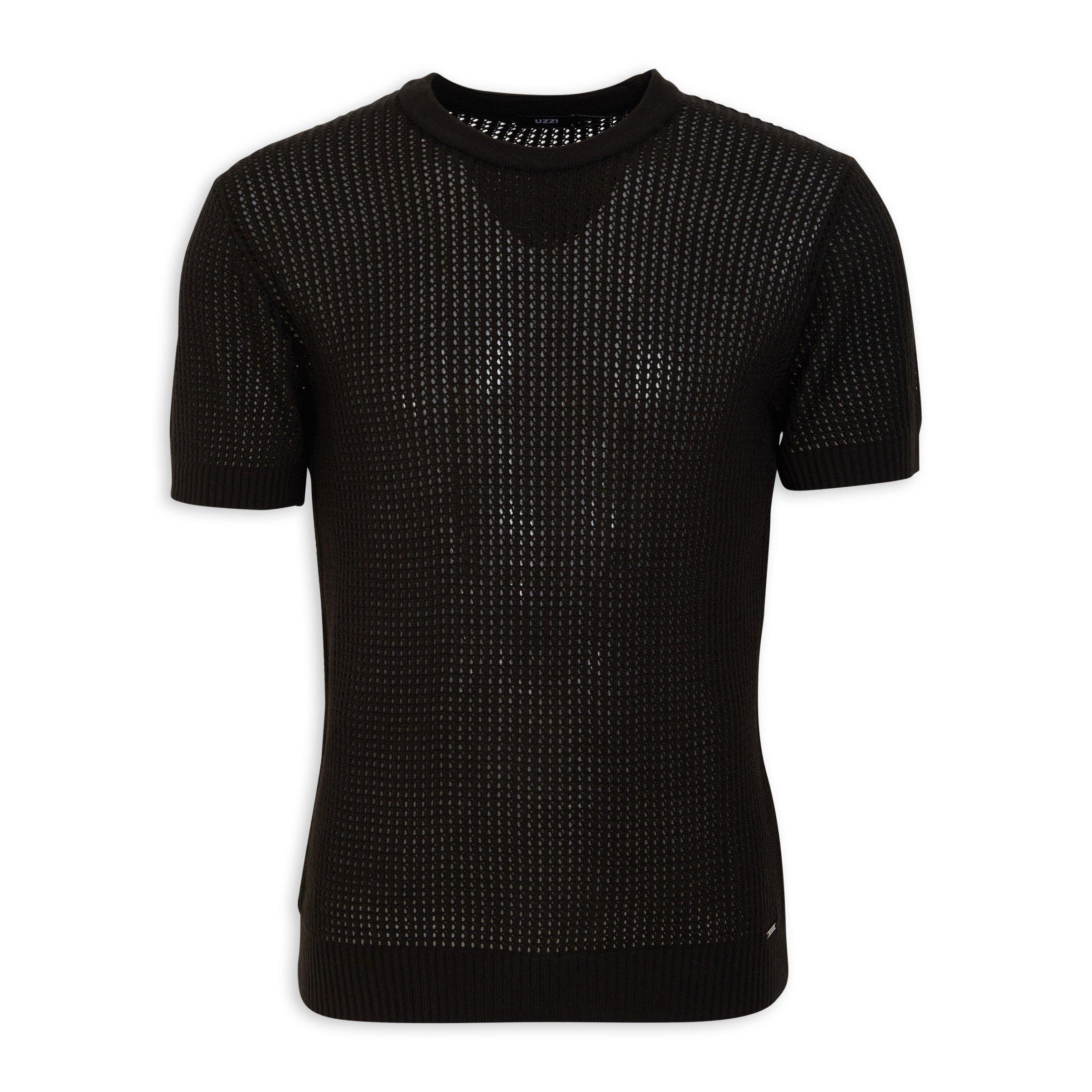 Black Short Sleeve Sweater (3111201) | UZZI