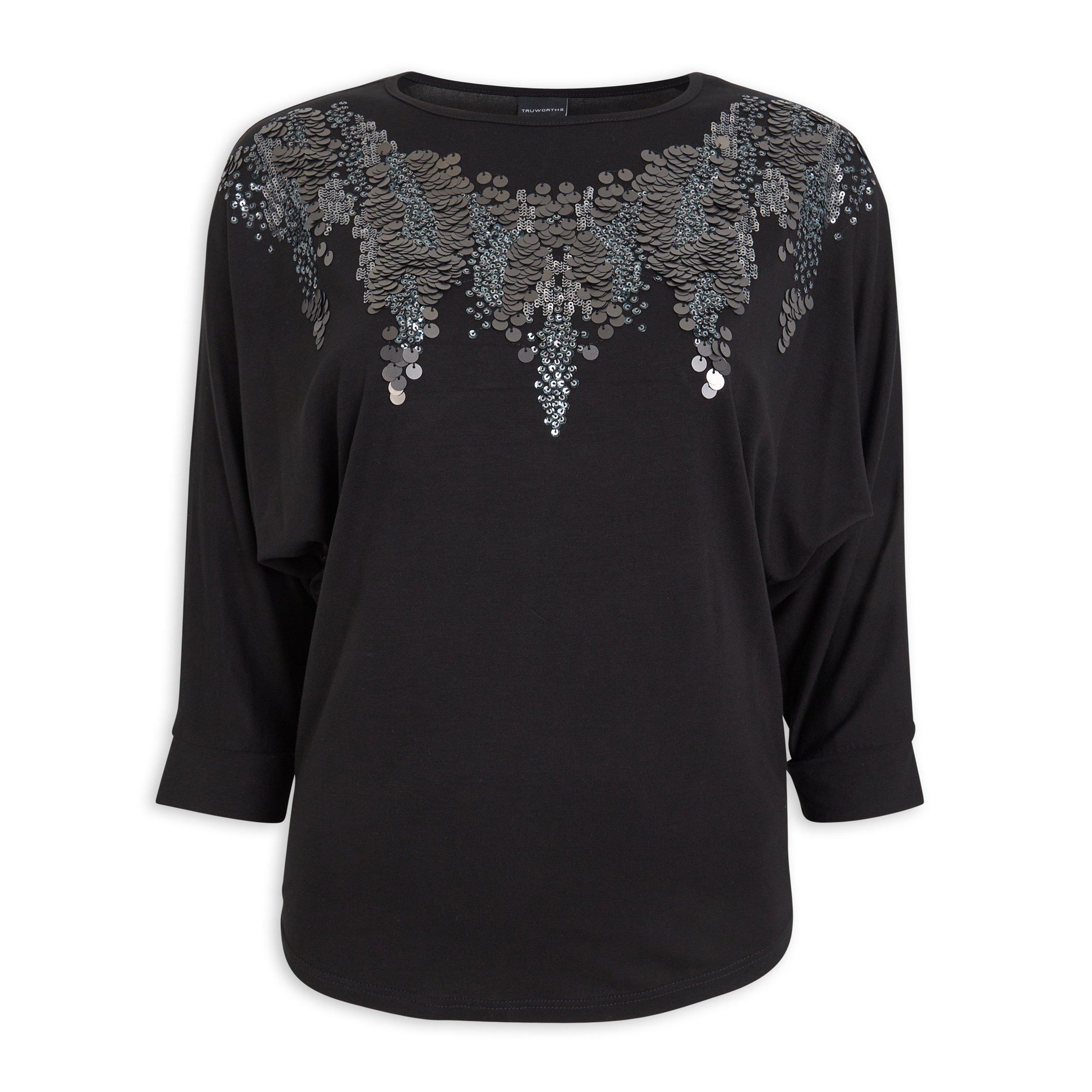 Black Embellished Dolman Top (3111751) | Truworths