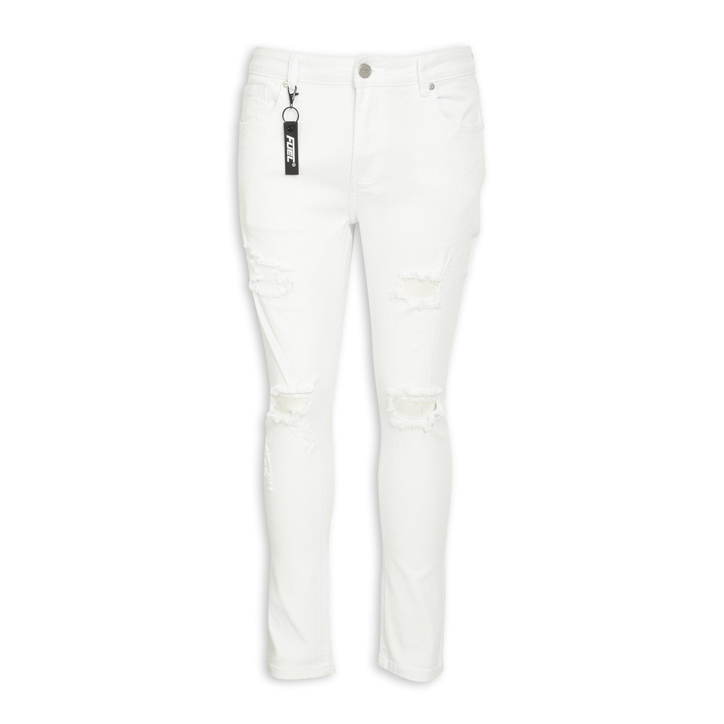 White Ripped Skinny Jeans (3113051) | Fuel