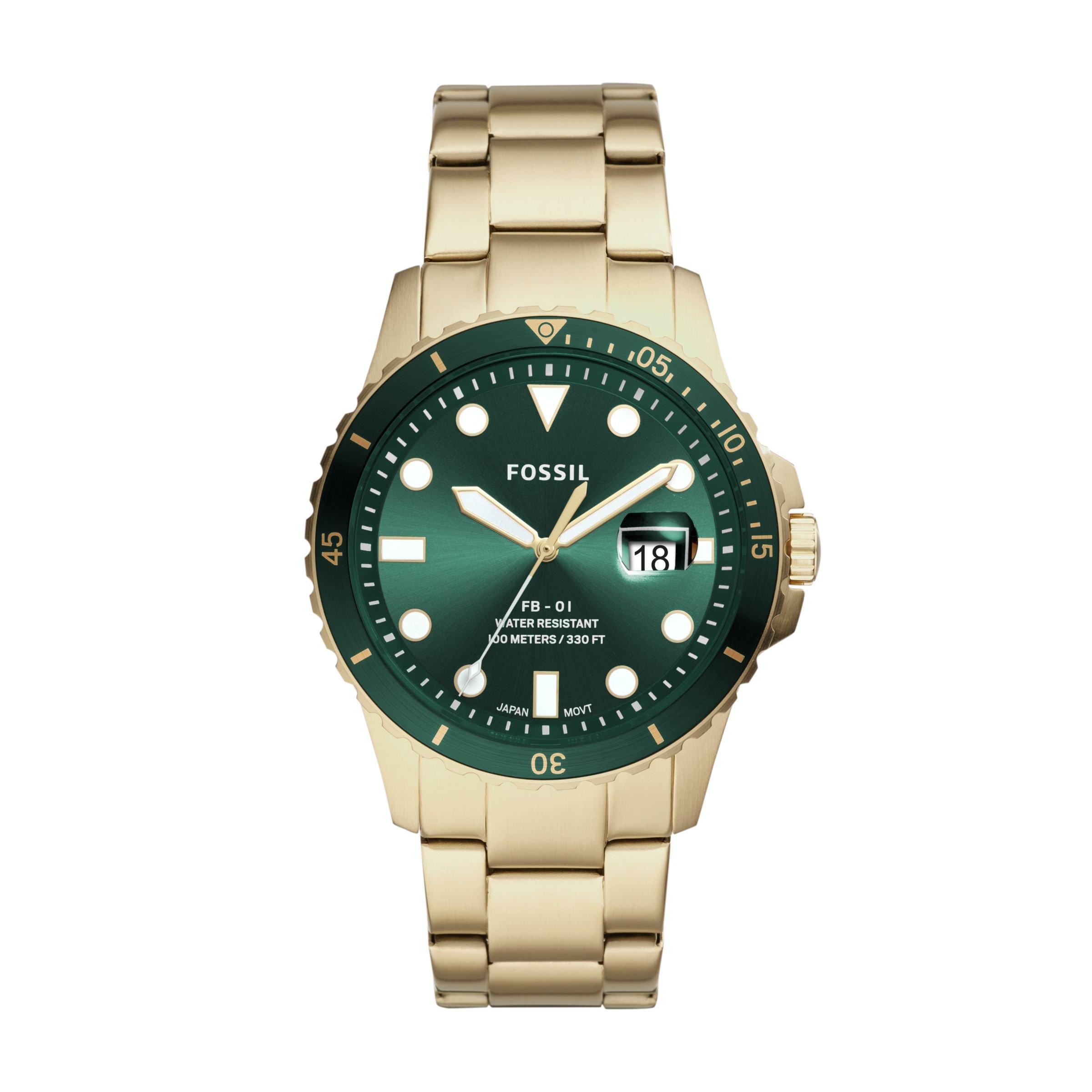 Gold FB Green Dial Metal Watch (3113059) | Fossil