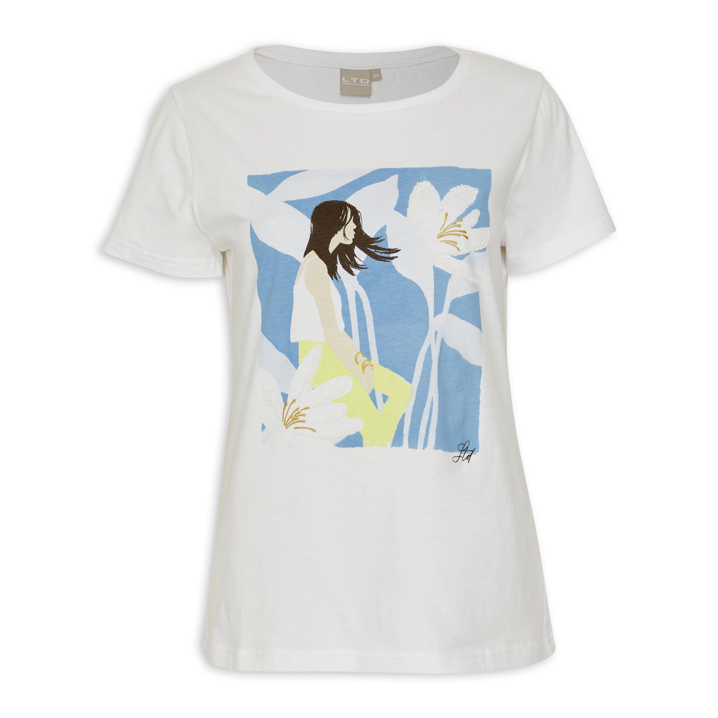White Graphic T-shirt (3114536) | LTD Woman