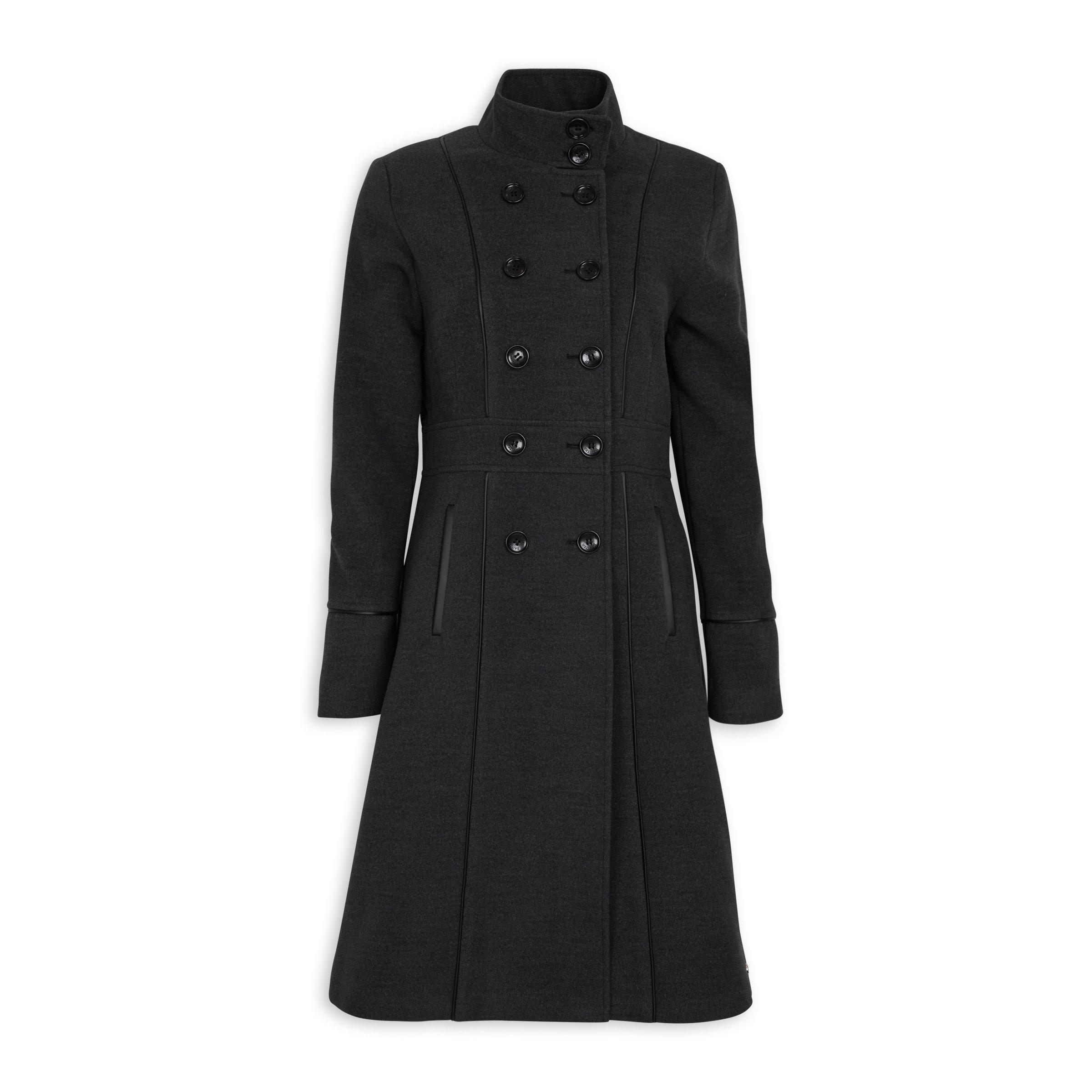 Charcoal Double Breasted Coat (3114724) | Daniel Hechter