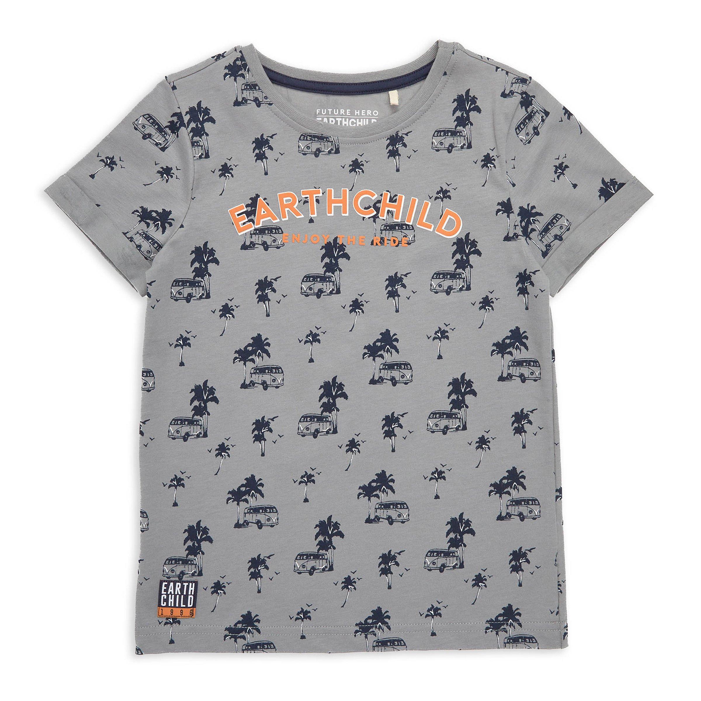 Kid Boy Grey Printed T-shirt (3114960) | Earthchild