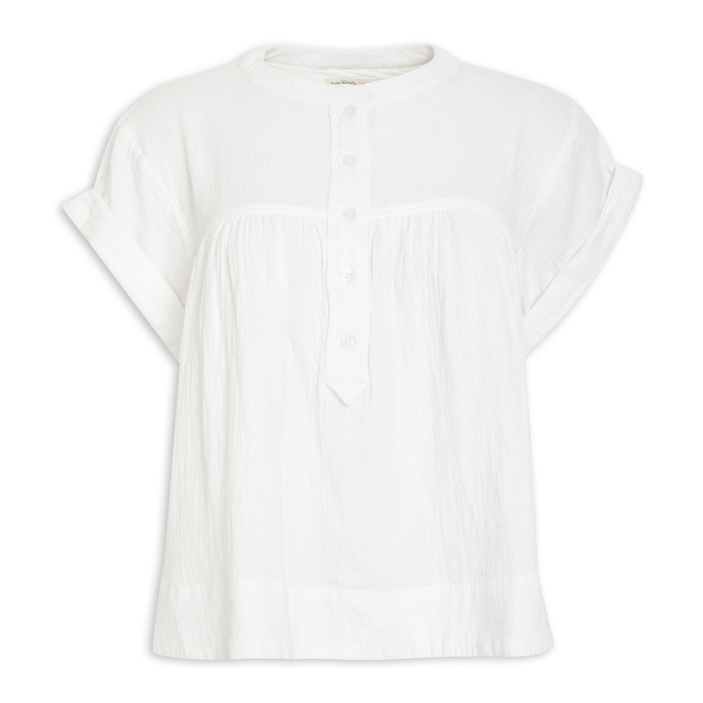 White Babydoll Buttoned Top (3115143) | Hey Betty