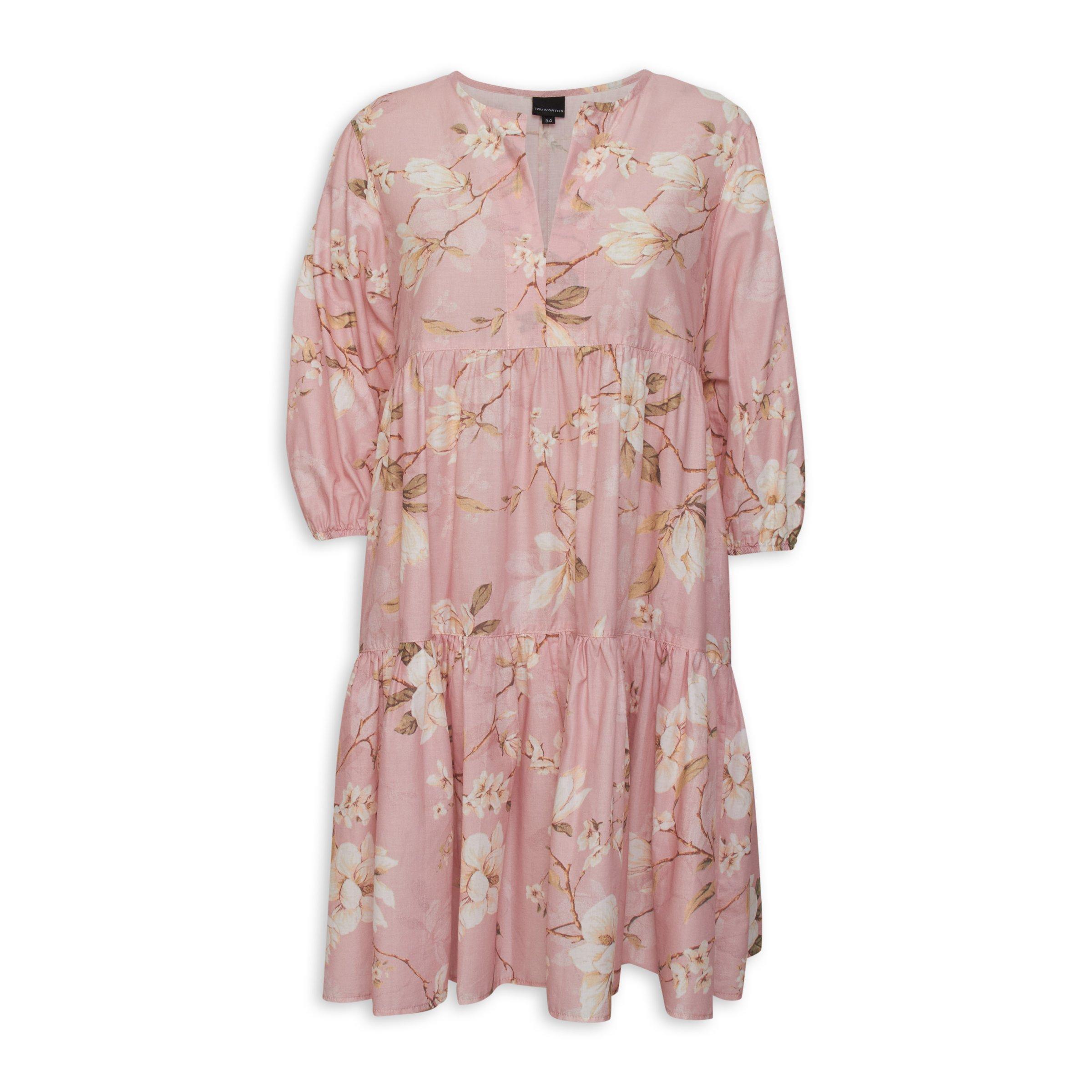Pink Floral Tiered Dress (3115182) | Truworths