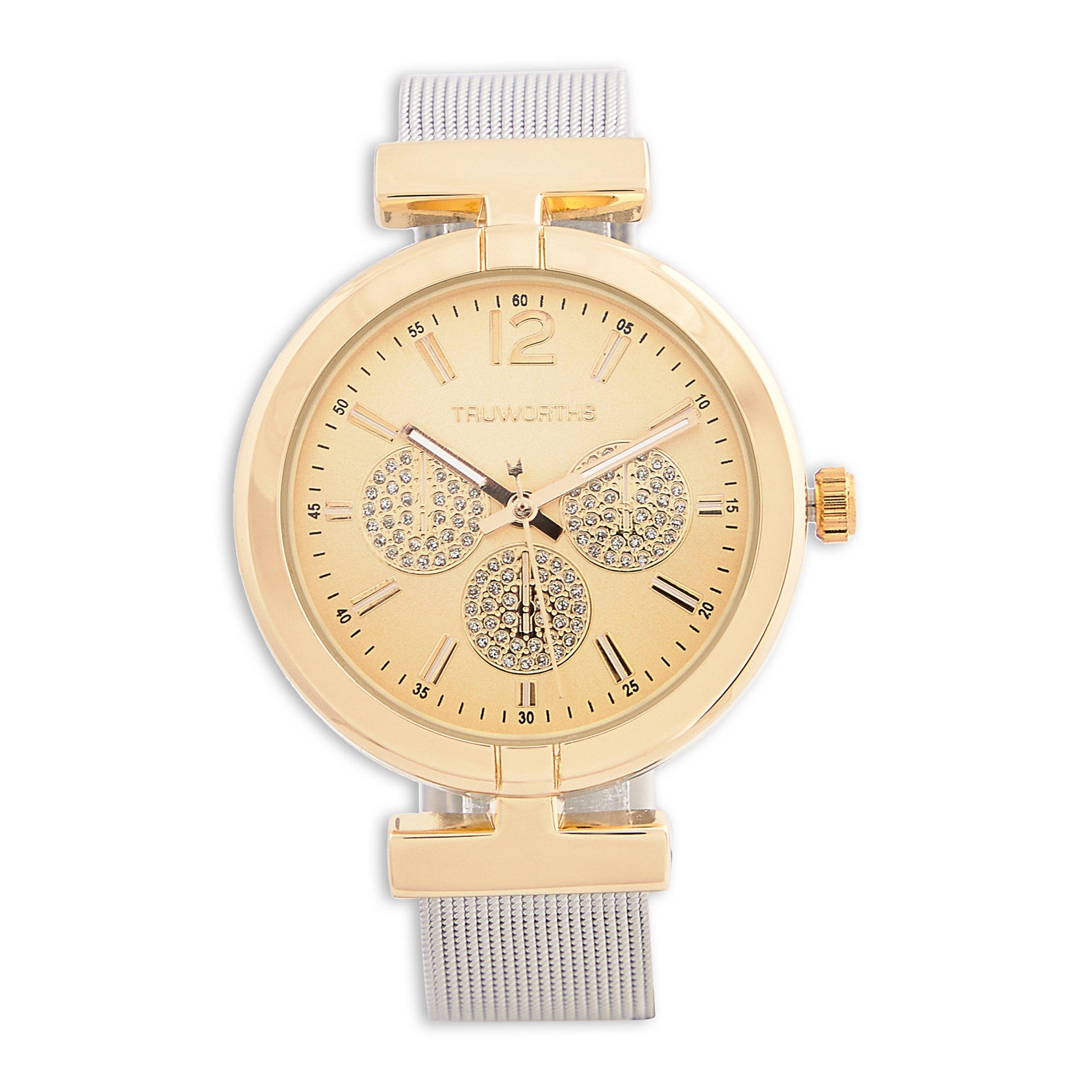Two Tone Tlug Mesh Watch (3117656) Truworths