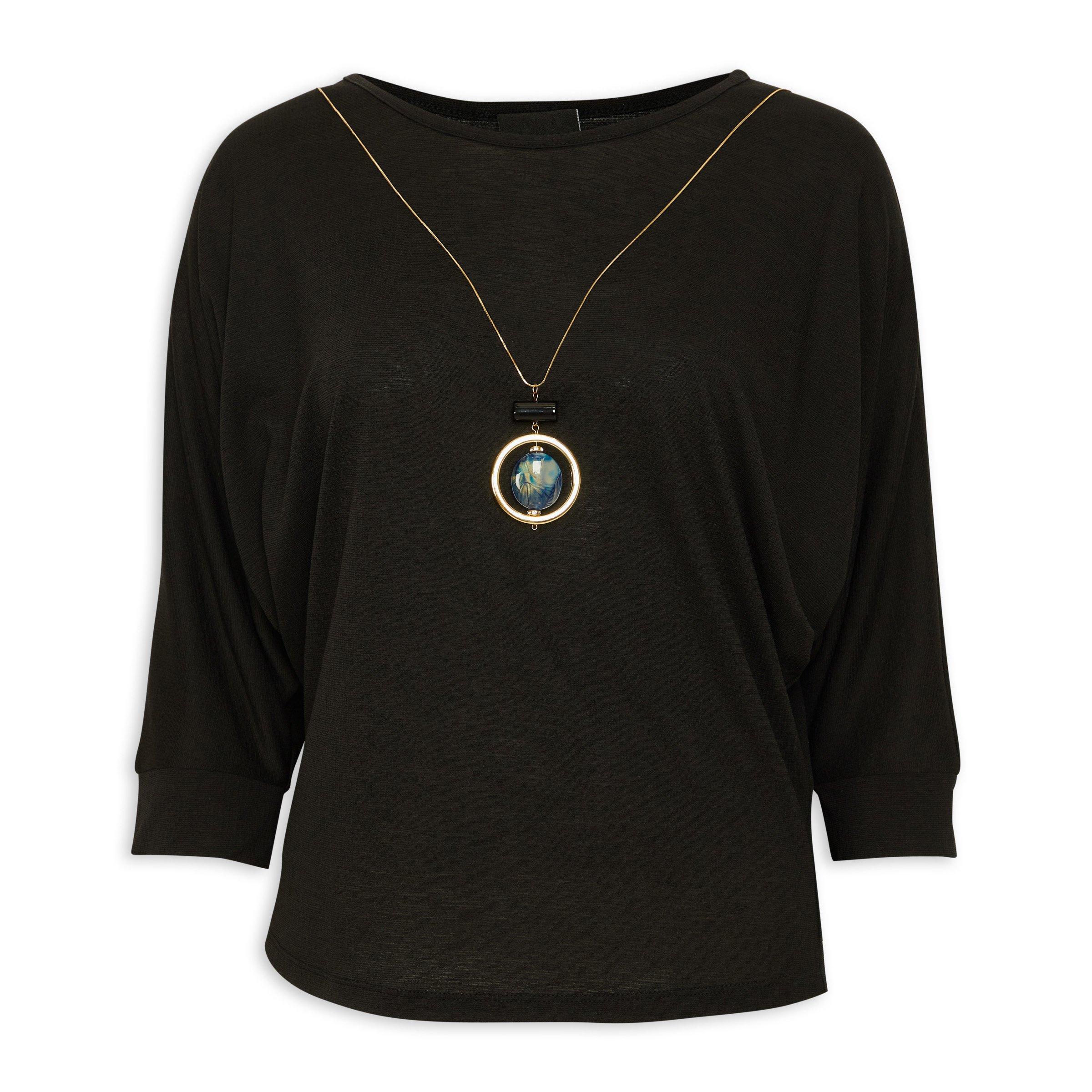 Black Dolman Top With Necklace (3117904) | Truworths