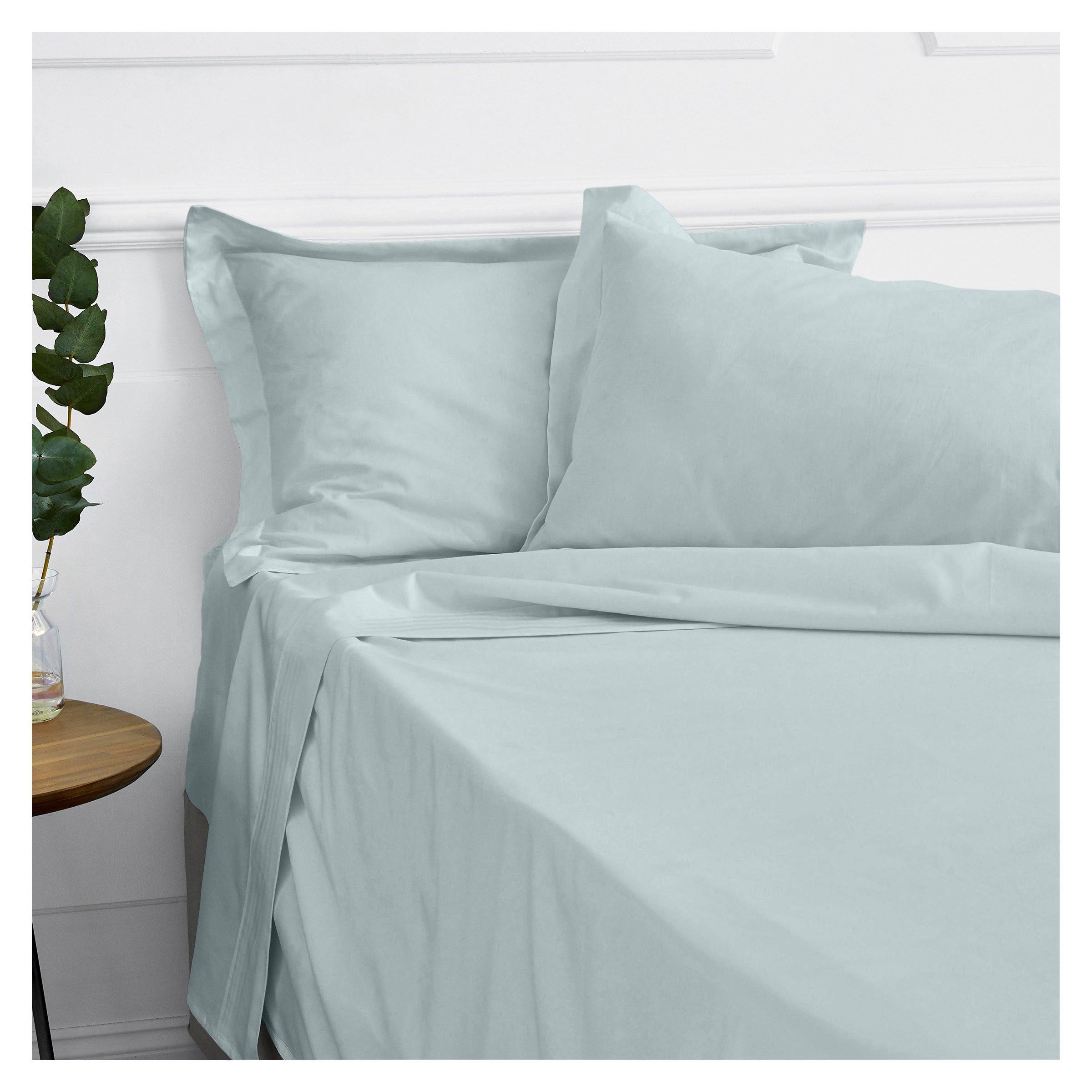 300TC Duck Egg Piped Flat Sheet (3118003) | Loads of Living