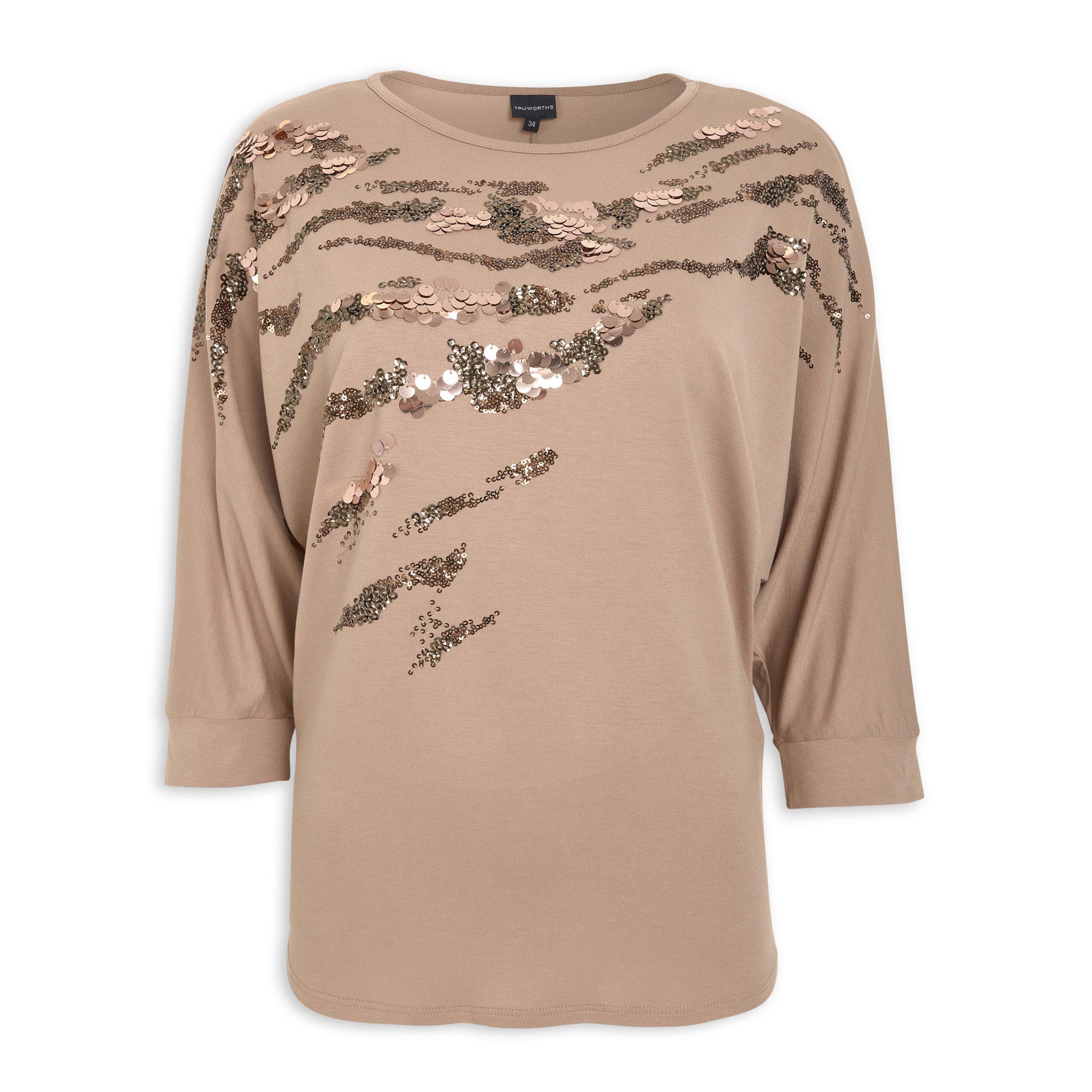 Brown Embellished Dolman Top (3120667) | Truworths