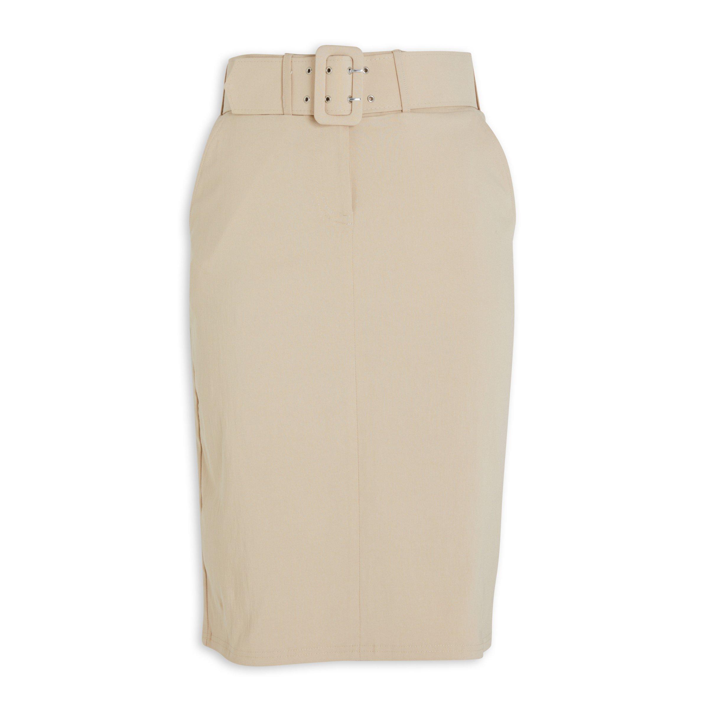 Beige Column Skirt (3120774) | Identity
