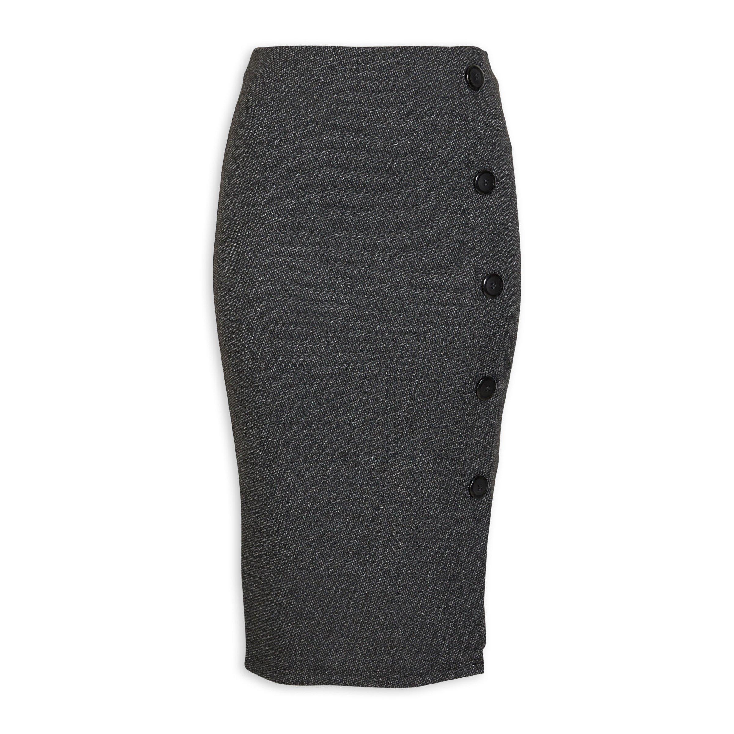 Charcoal Button Detail Bodycon Skirt (3121129) | Finnigans