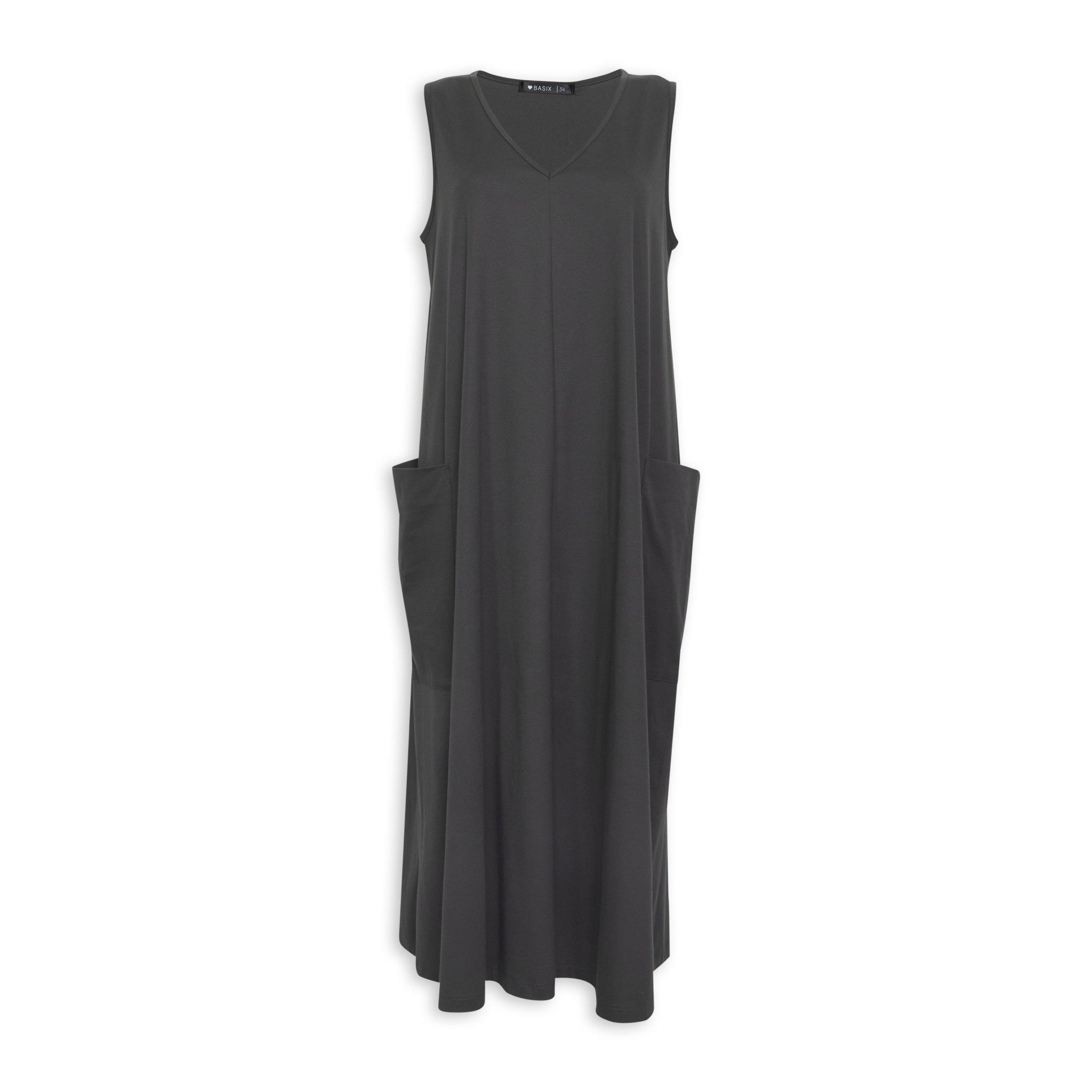 Charcoal A-line Dress (3121152) | Basix