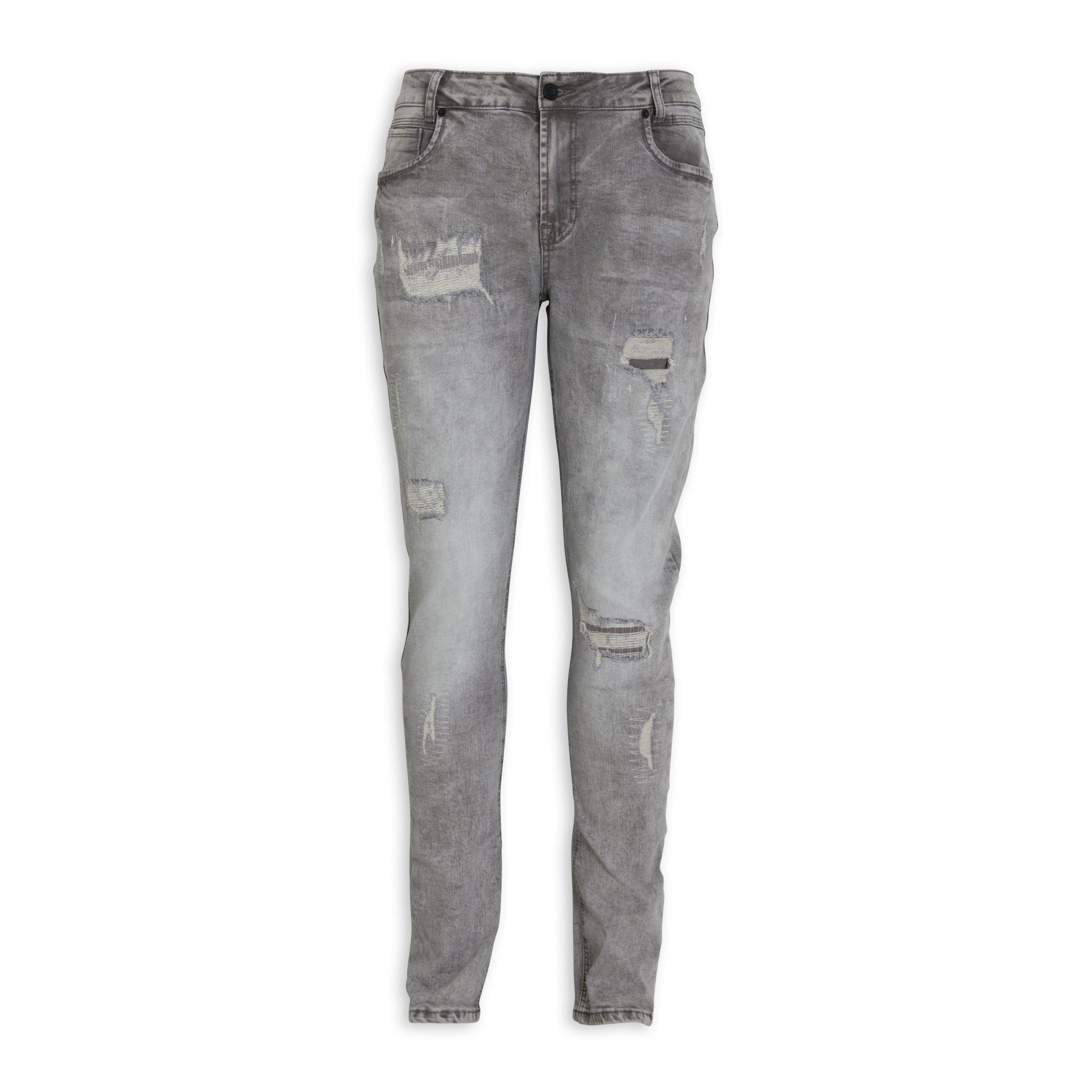 Grey Ripped Skinny Jeans (3121721) | UZZI