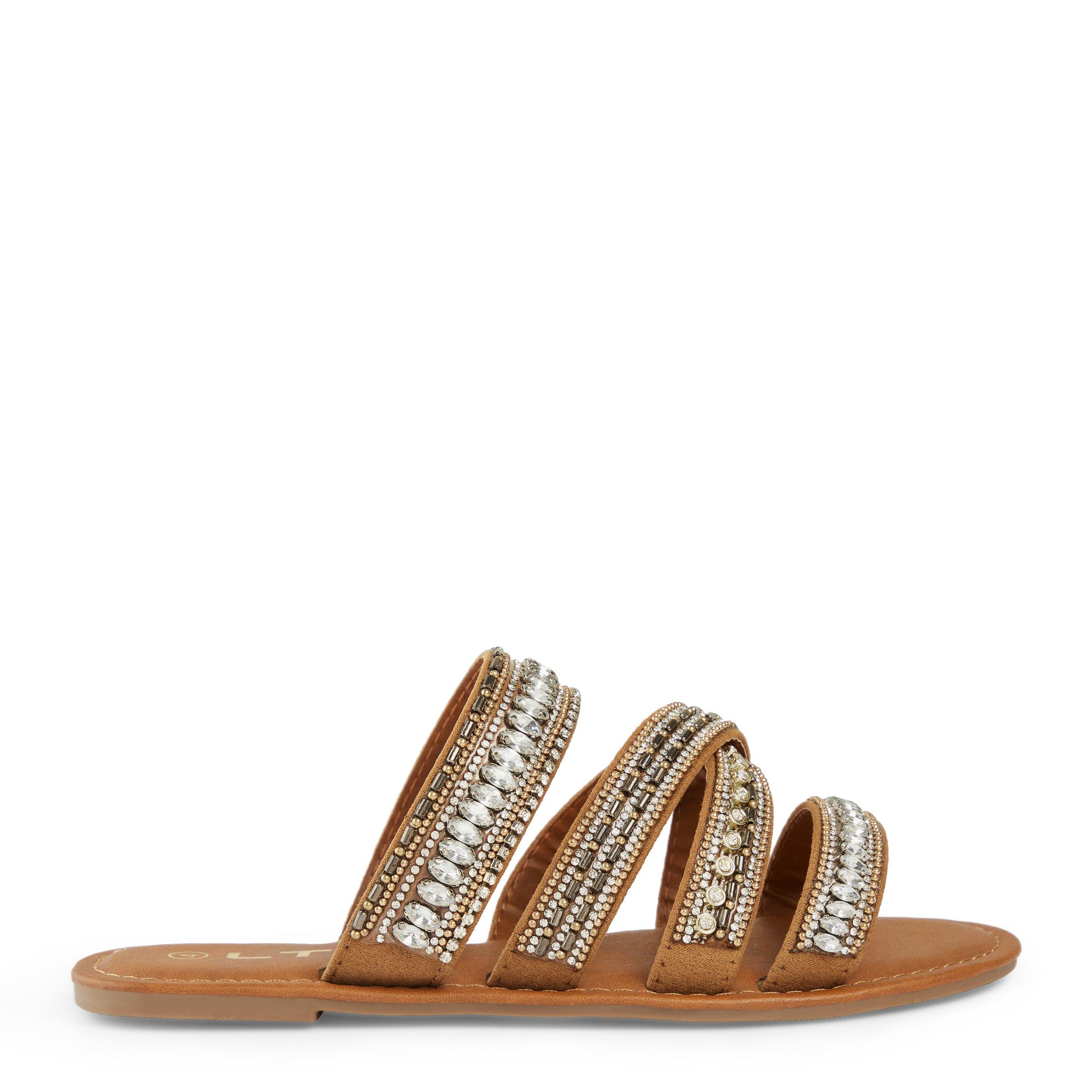 Brown Embellished Mule Sandals (3122039) | LTD Woman