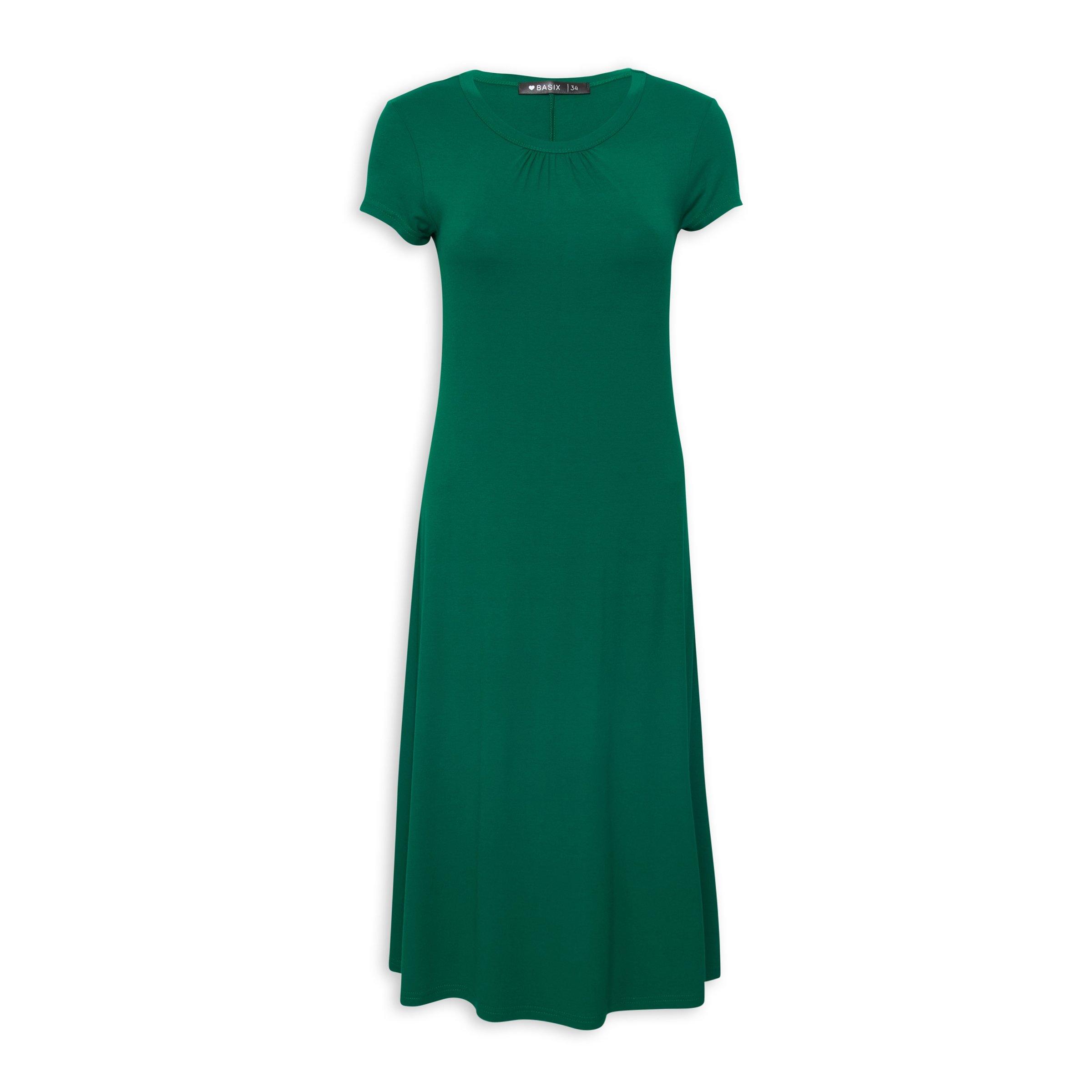 Emerald Green A-line Dress (3123991) | Basix